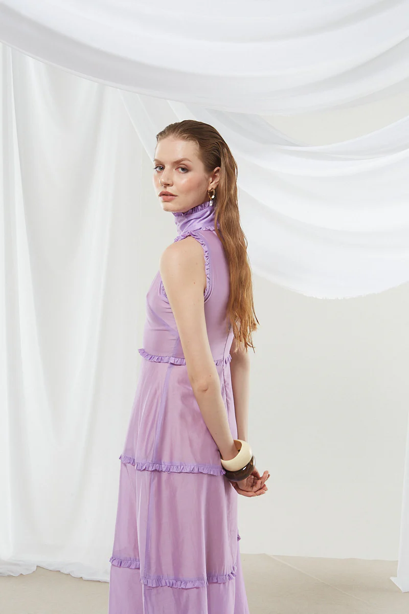 Lily high neck lilac dress - Image 7