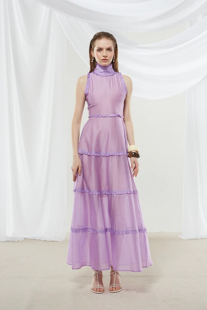 Lily high neck lilac dress - Image 9