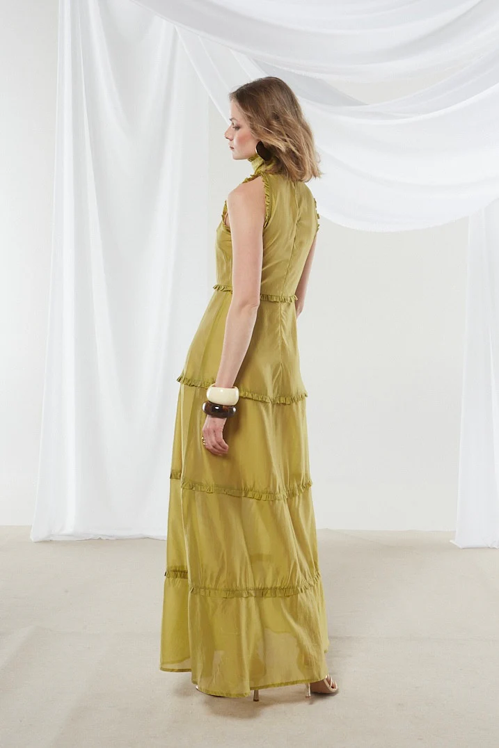 Lily high neck olive dress - Image 10