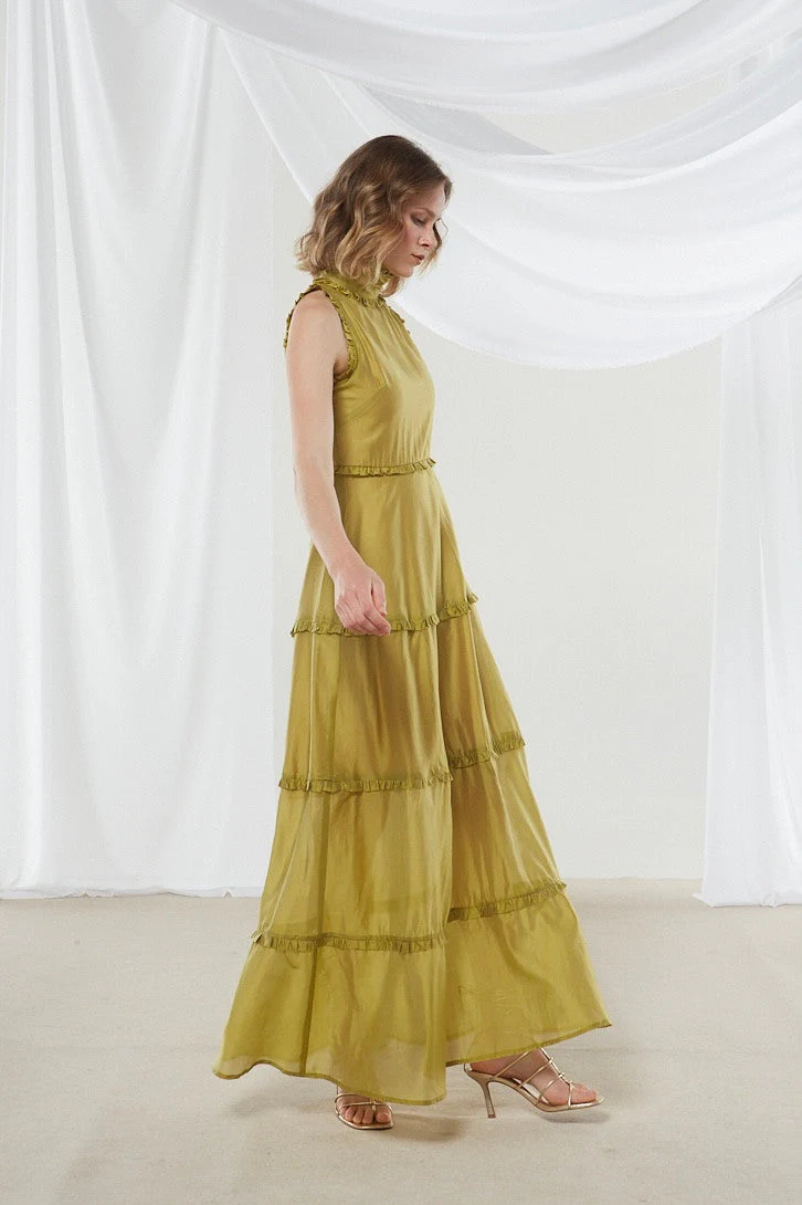 Lily high neck olive dress - Image 4