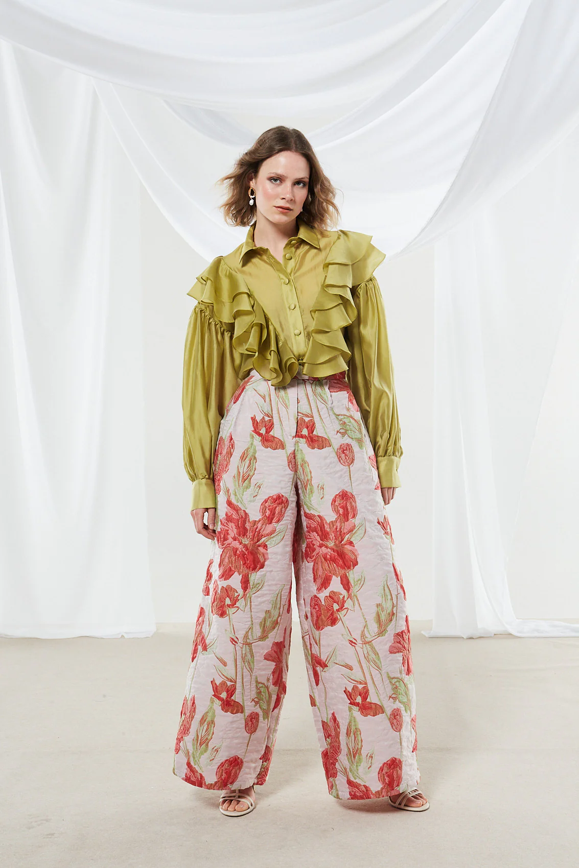 Lily ruffle olive shirt - Image 6