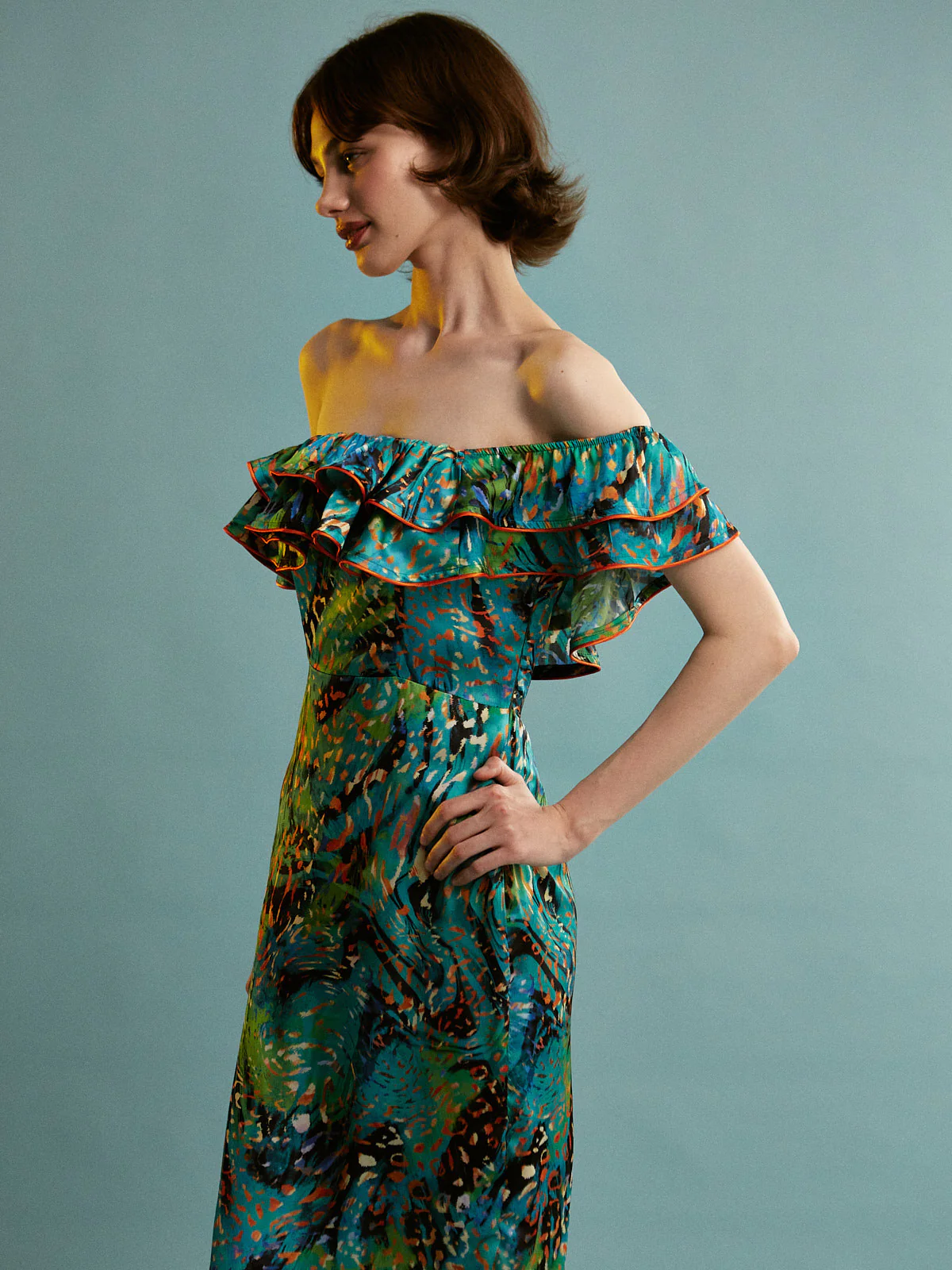 Linda leopard satin ruffle dress - Image 3