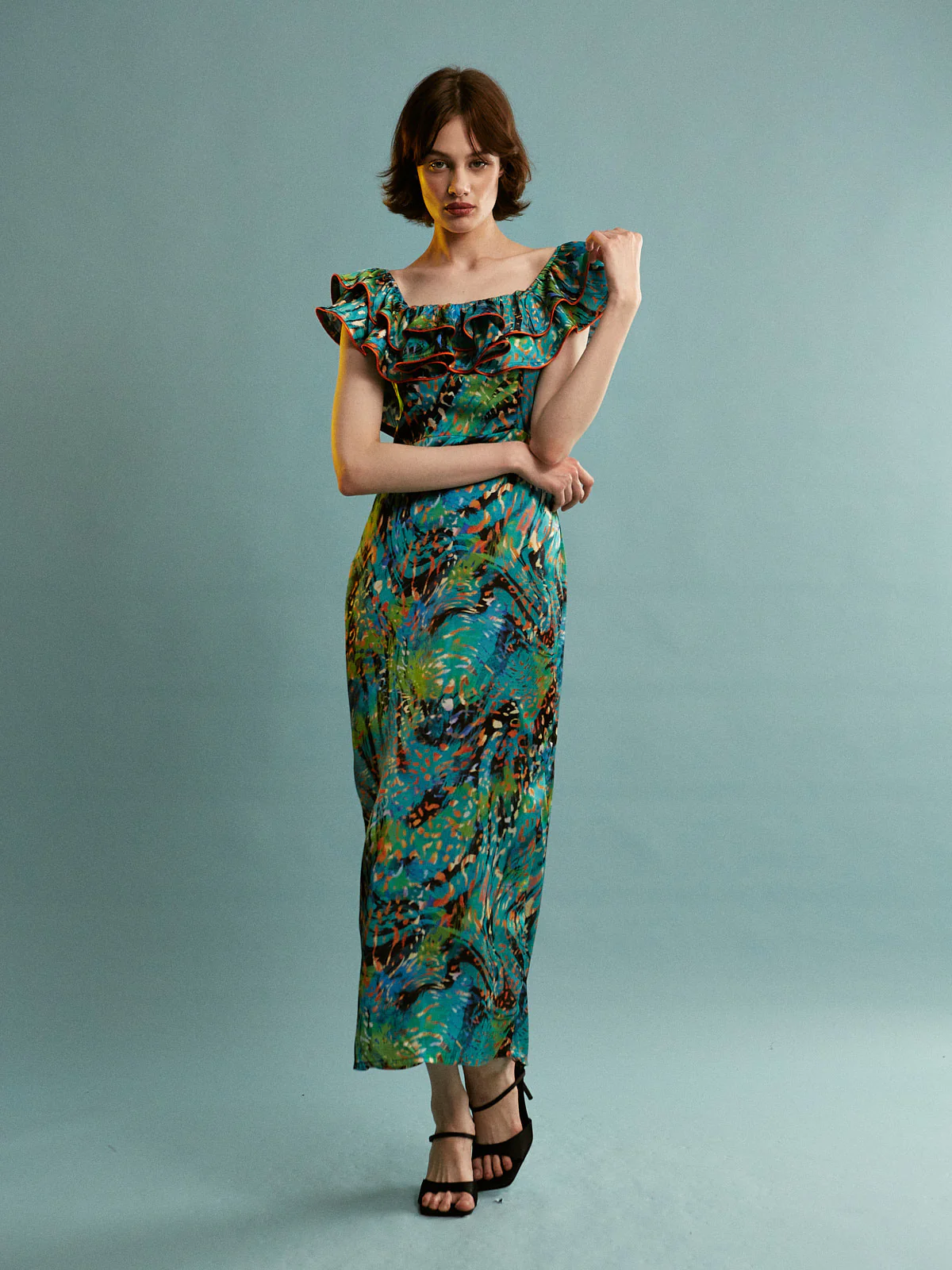 Linda leopard satin ruffle dress - Image 4