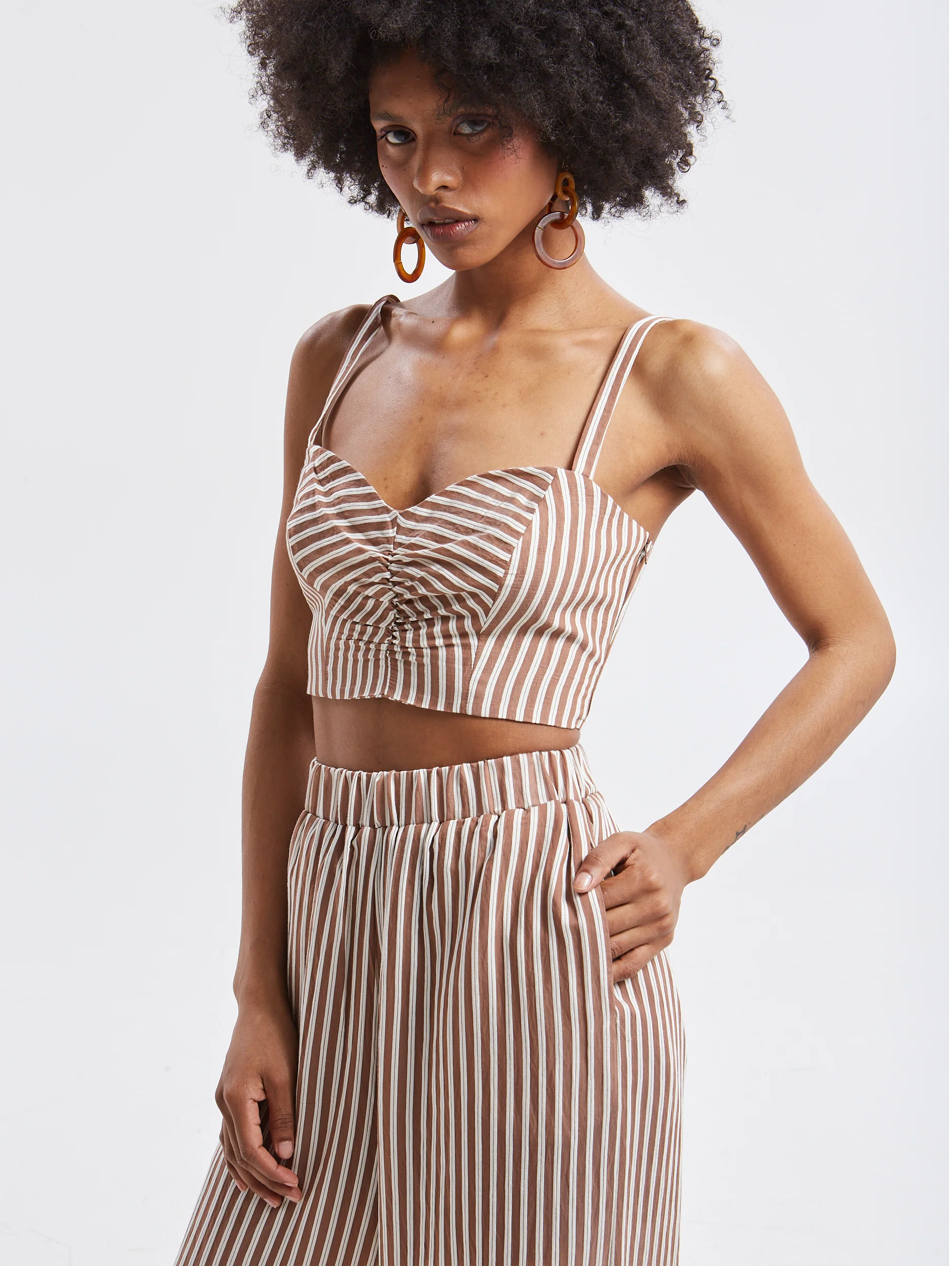 Liora striped brown cropped top - Image 3