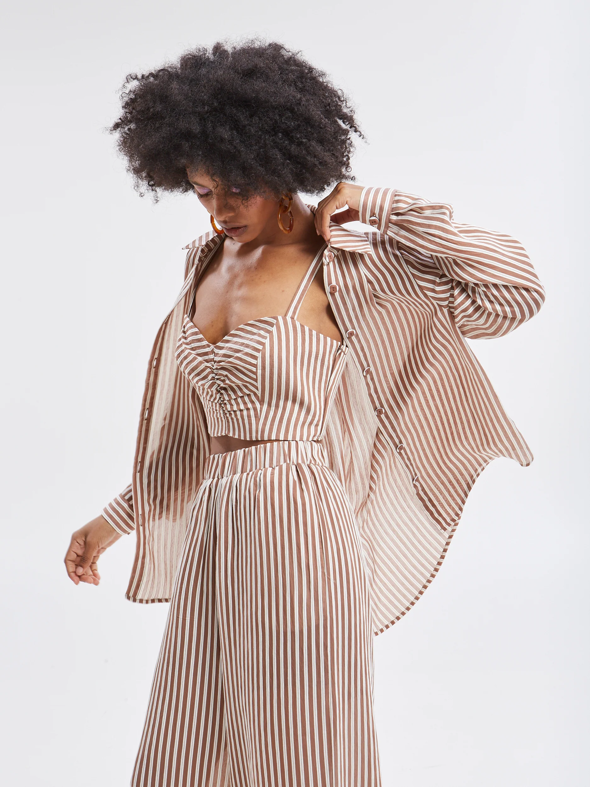 Liora striped brown cropped top - Image 5