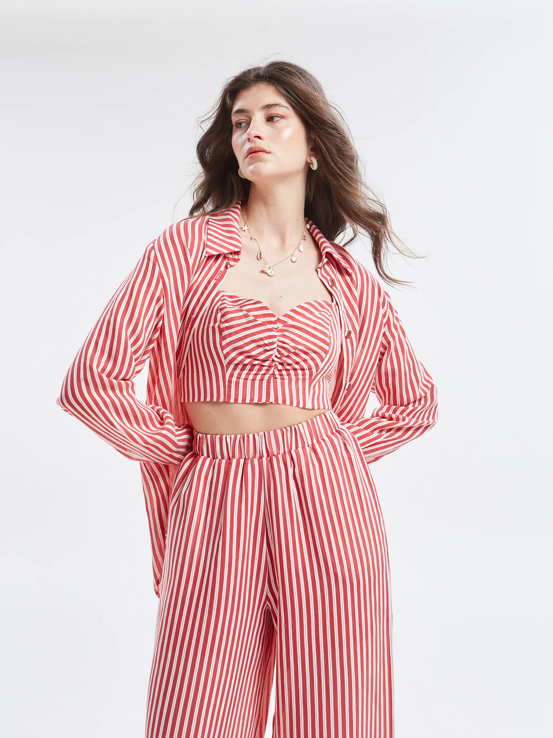 Liora striped red cropped top - Image 3