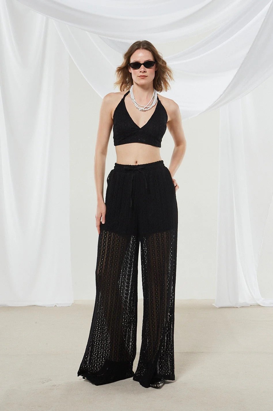 Lotus knitted black pants