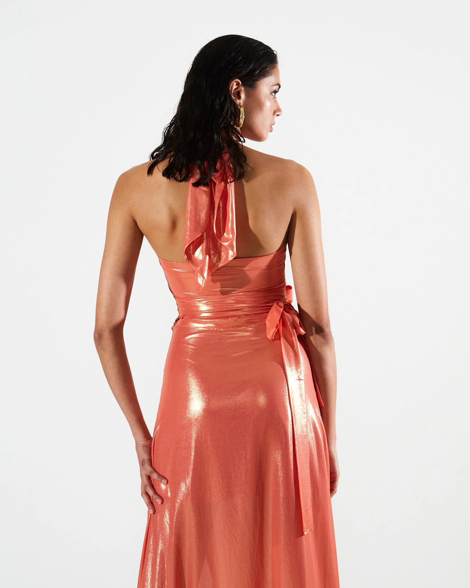 Magnolia shiny coral wrap skirt - Image 4