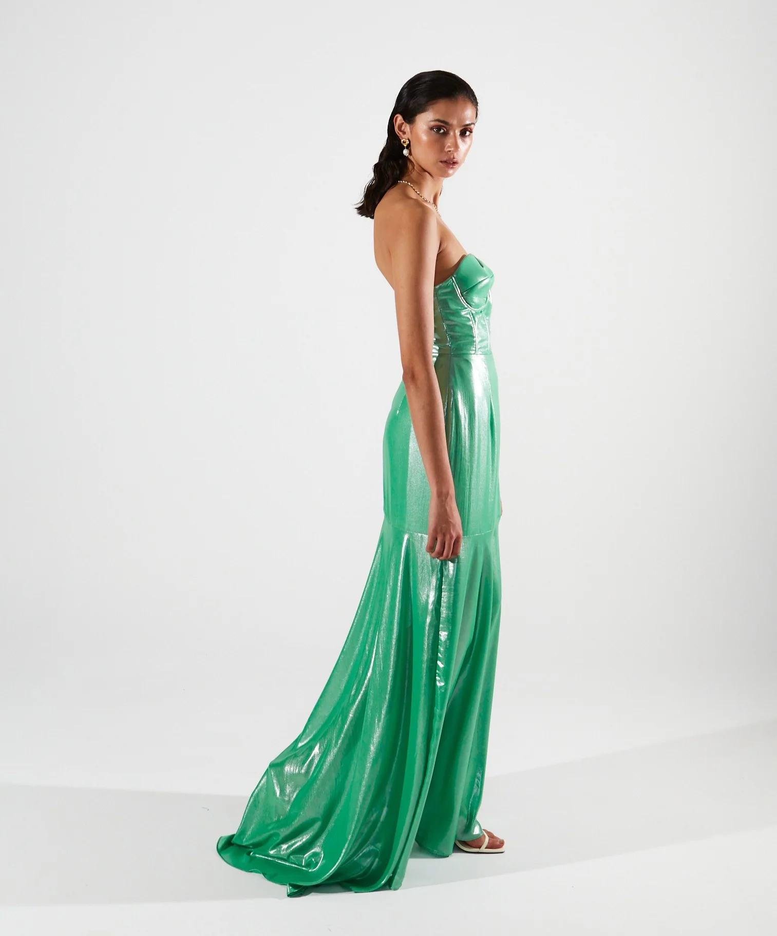 Magnolia shiny corset green dress - Image 2