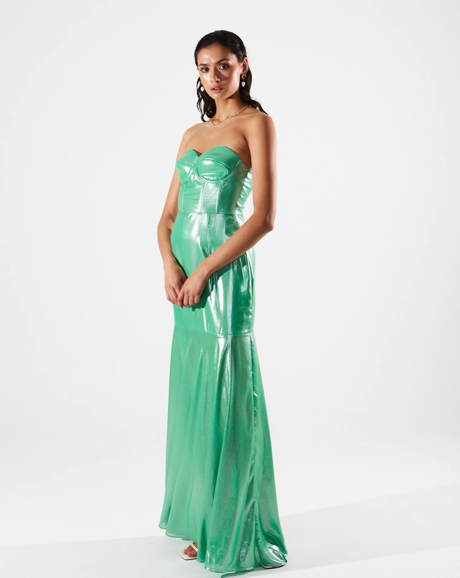 Magnolia shiny corset green dress - Image 4