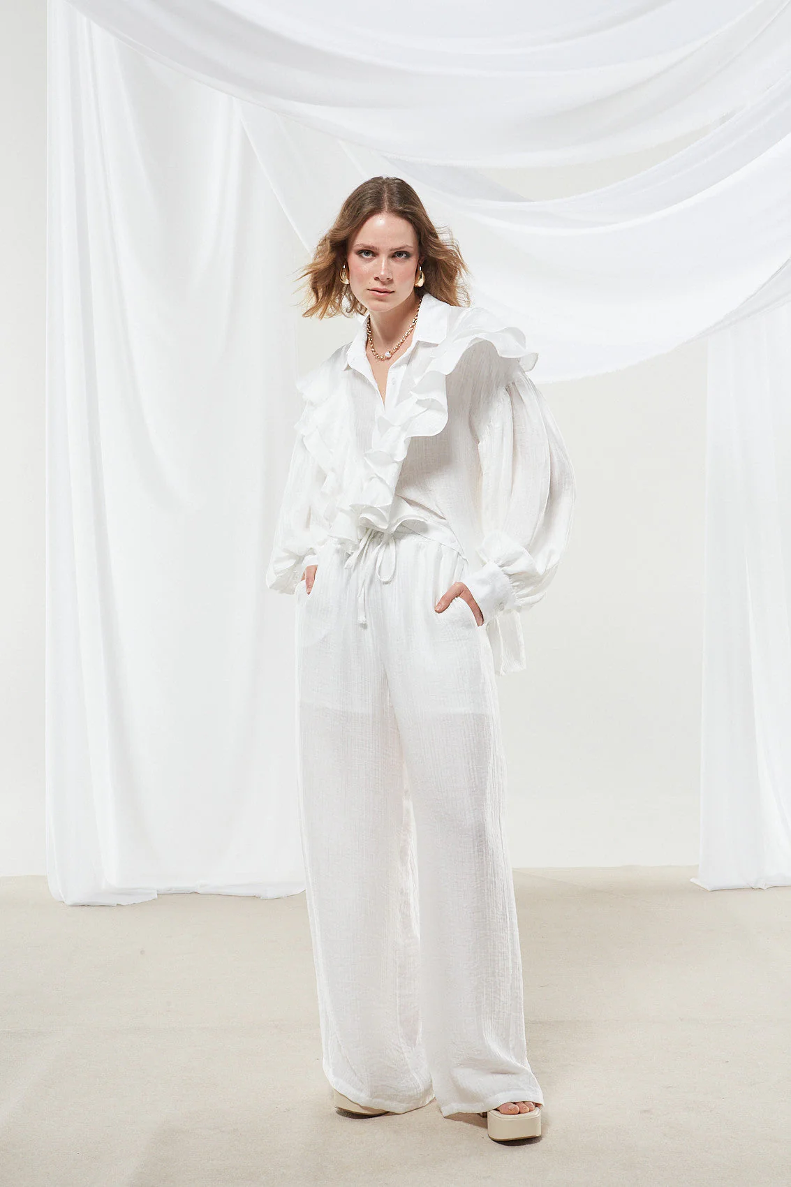 Margot ruffle white shirt - Image 3