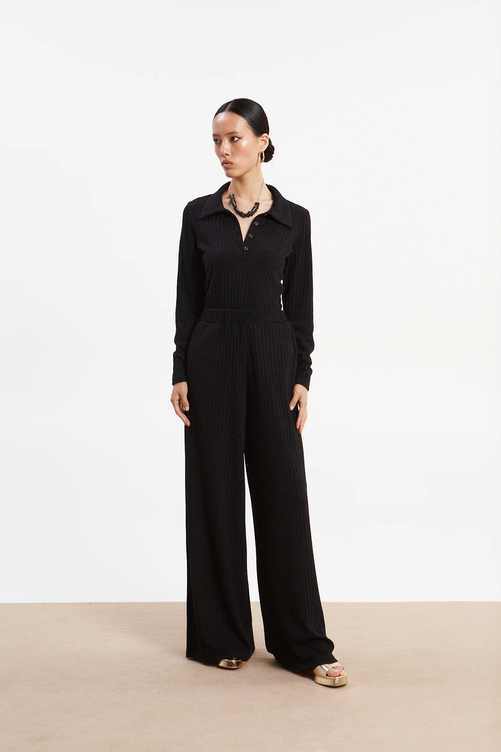 Matilda rib knit black pants