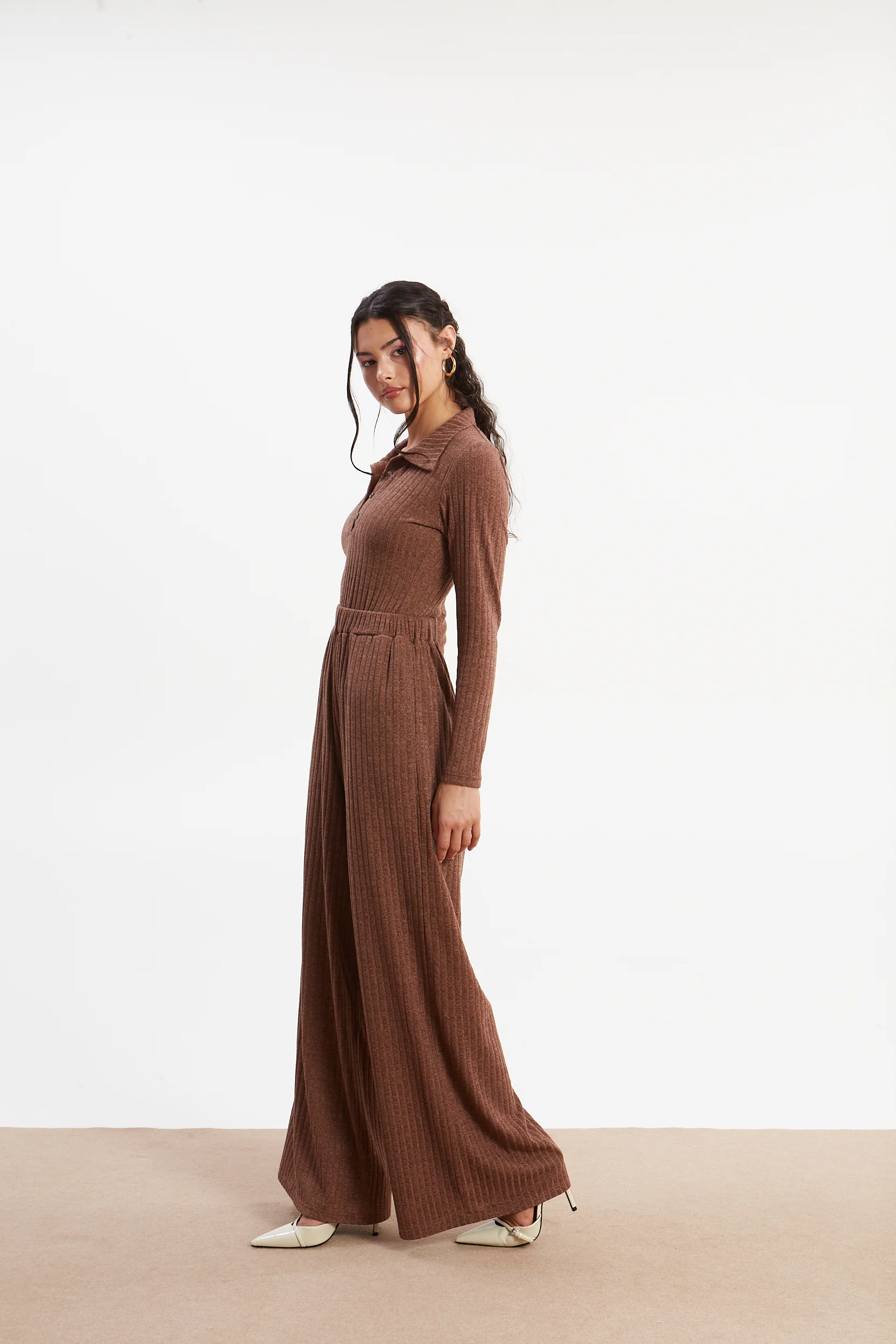Matilda rib knit camel pants - Image 2