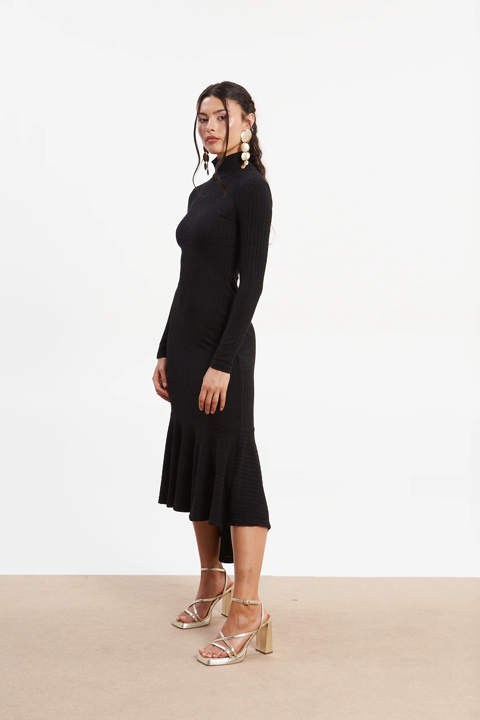 Matilda rib knit turtleneck black dress - Image 2