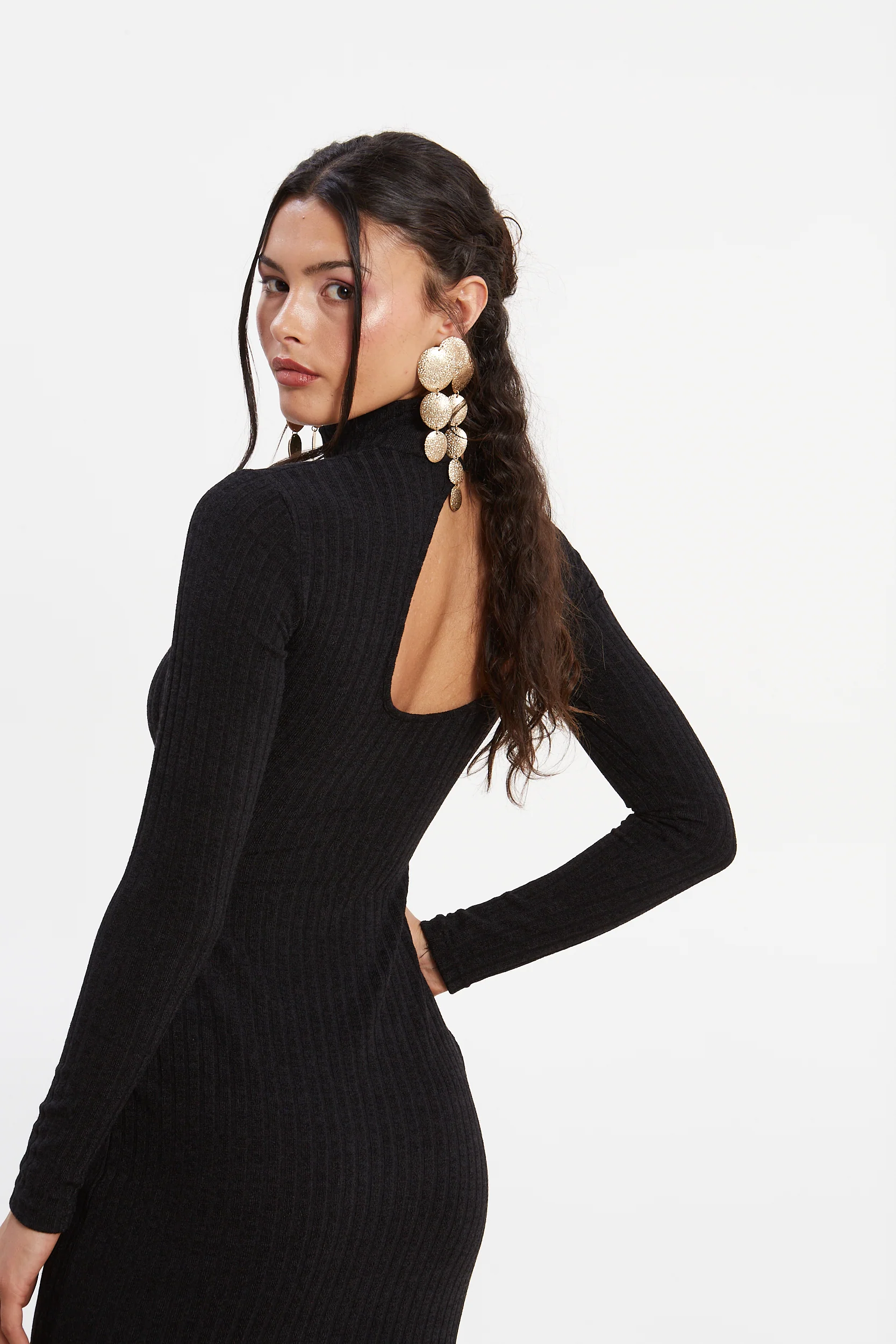 Matilda rib knit turtleneck black dress - Image 4