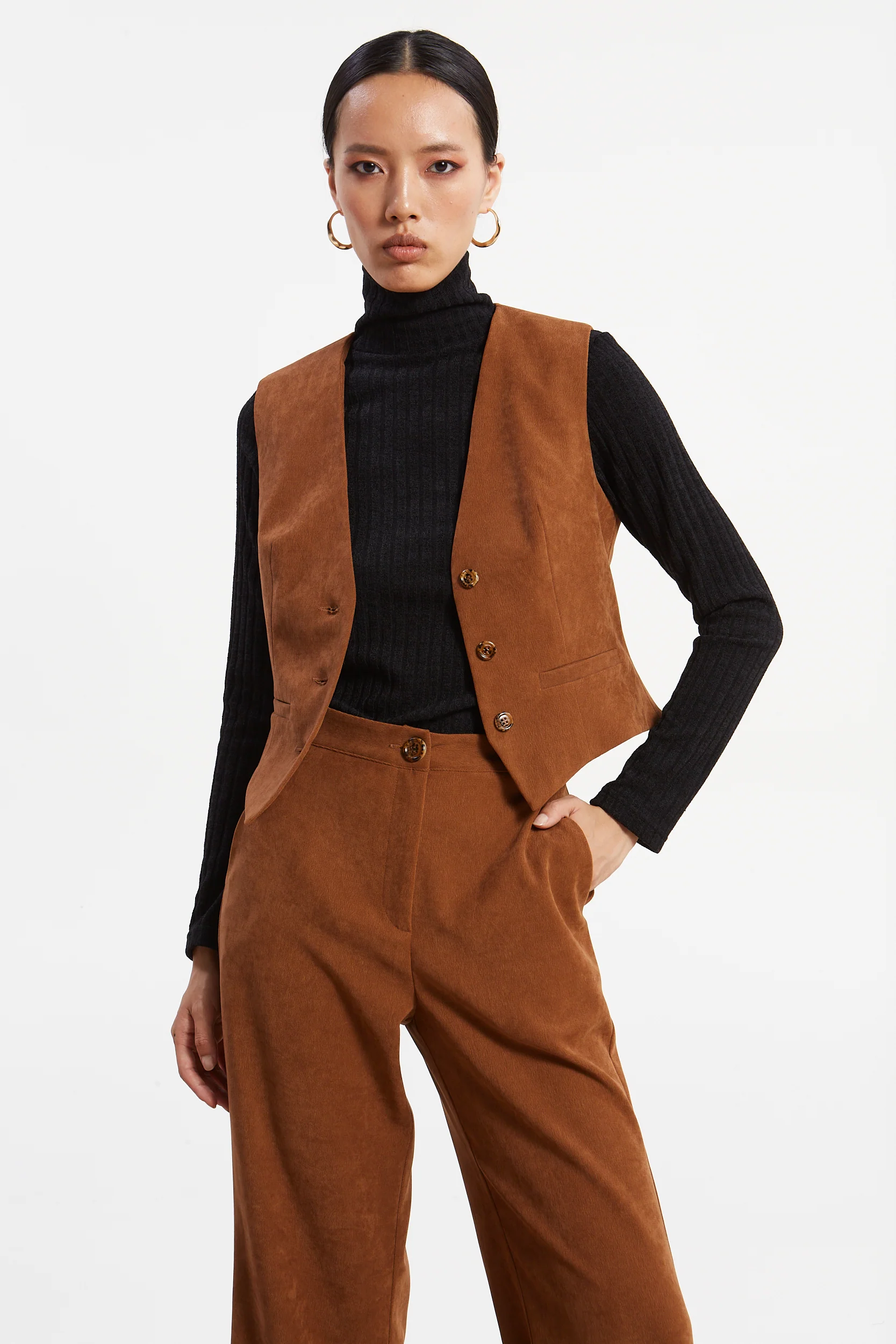Matilda rib knit turtleneck black top - Image 4