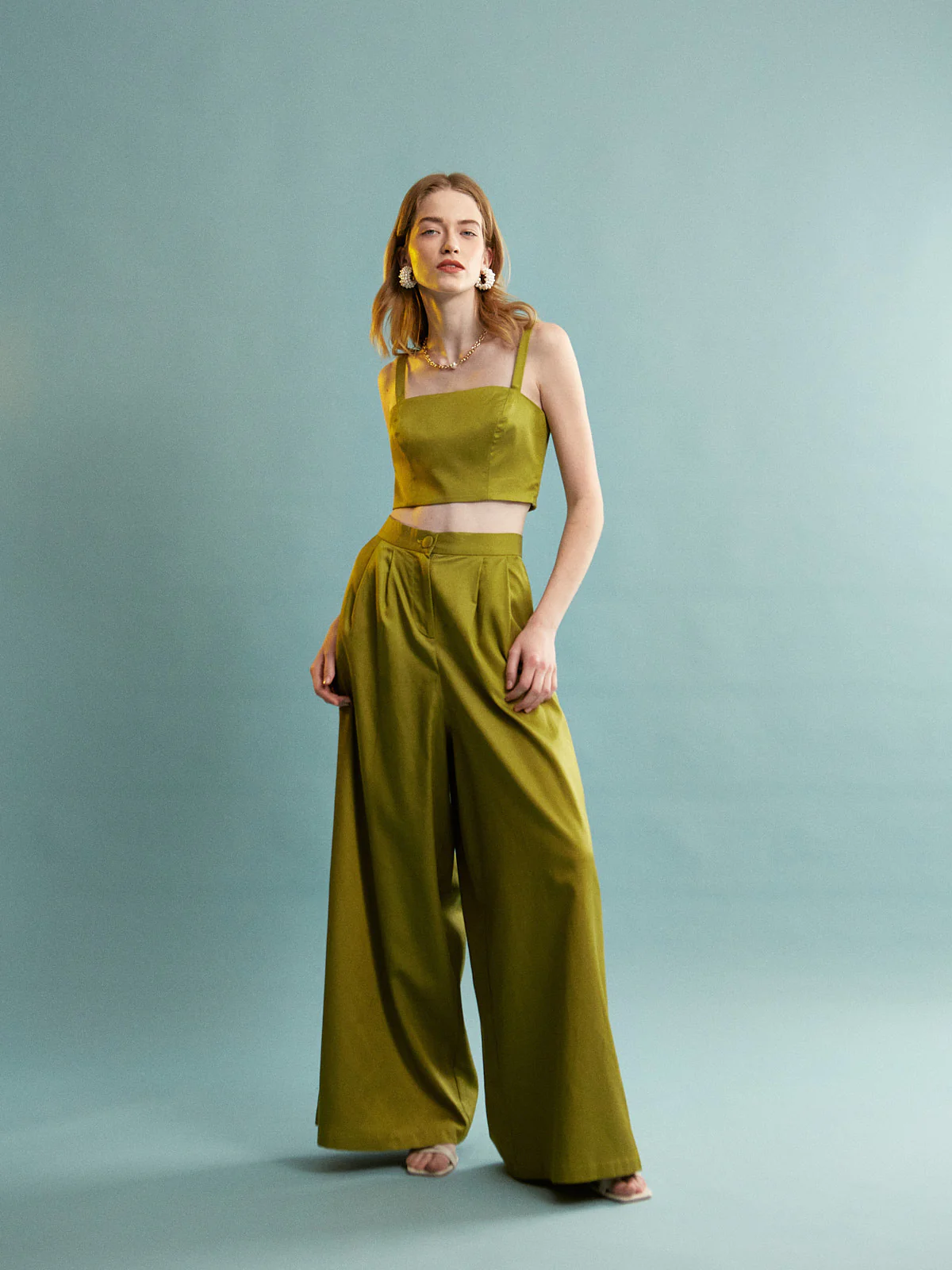 Nadine tencel wide leg olive pants