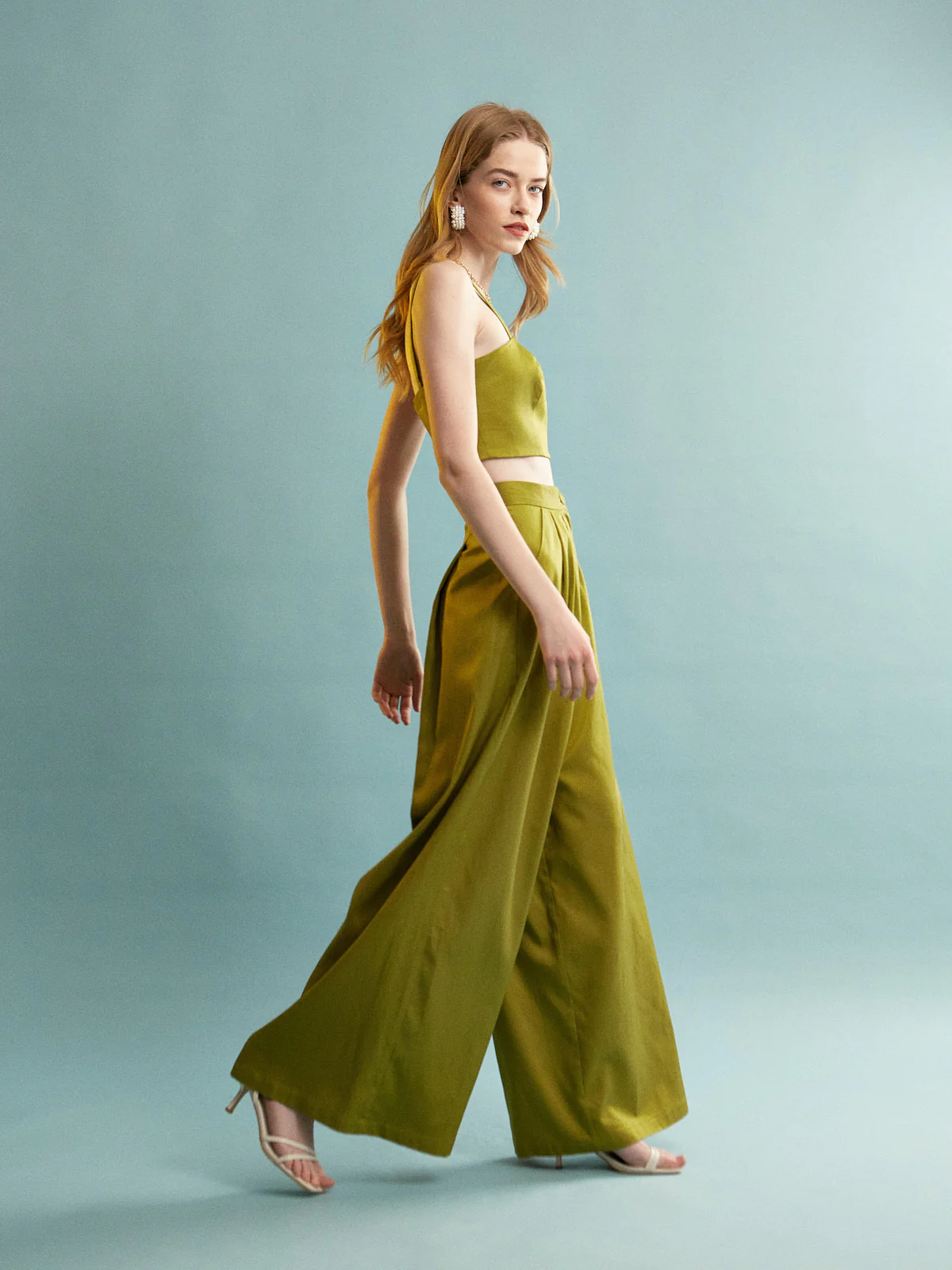 Nadine tencel wide leg olive pants - Image 2