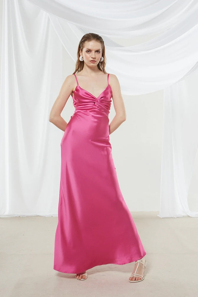 Narcissa satin fuchsia dress - Image 10