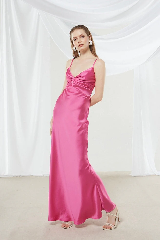 Narcissa satin fuchsia dress - Image 12