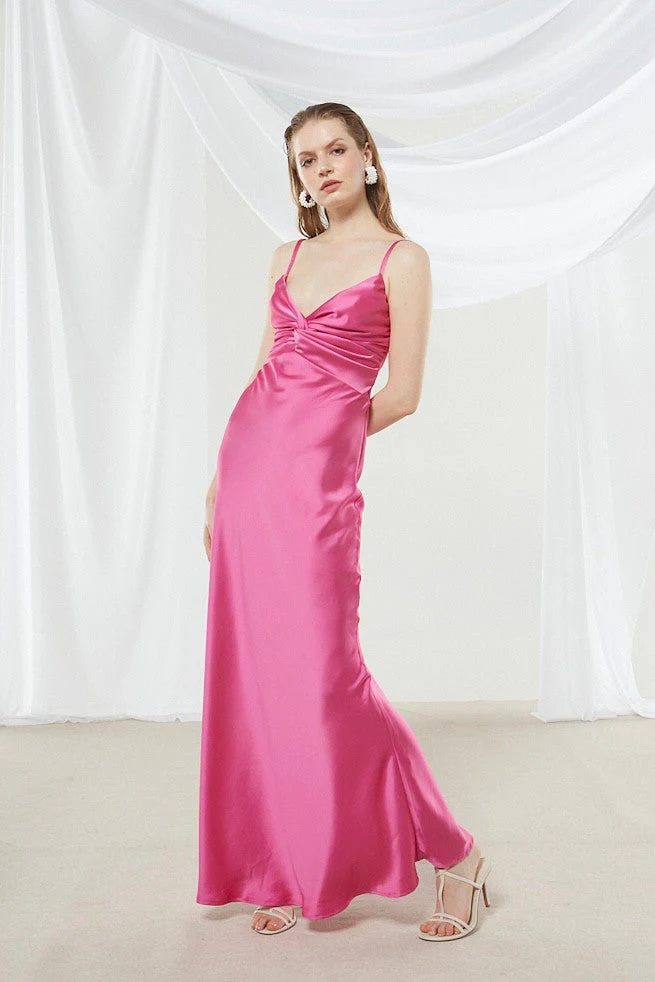 Narcissa satin fuchsia dress - Image 6