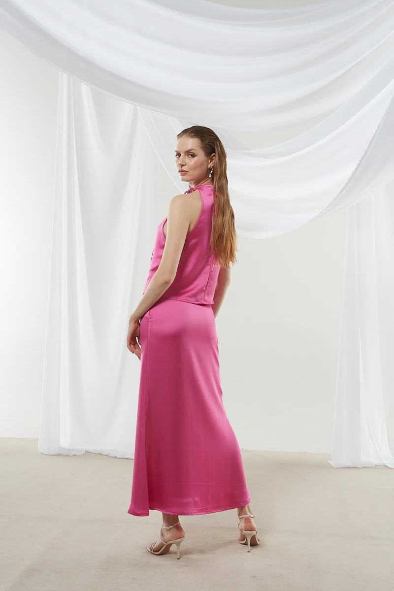 Narcissa satin fuchsia top - Image 5