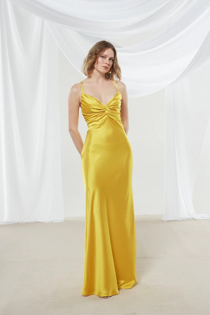 Narcissa satin yellow dress - Image 6