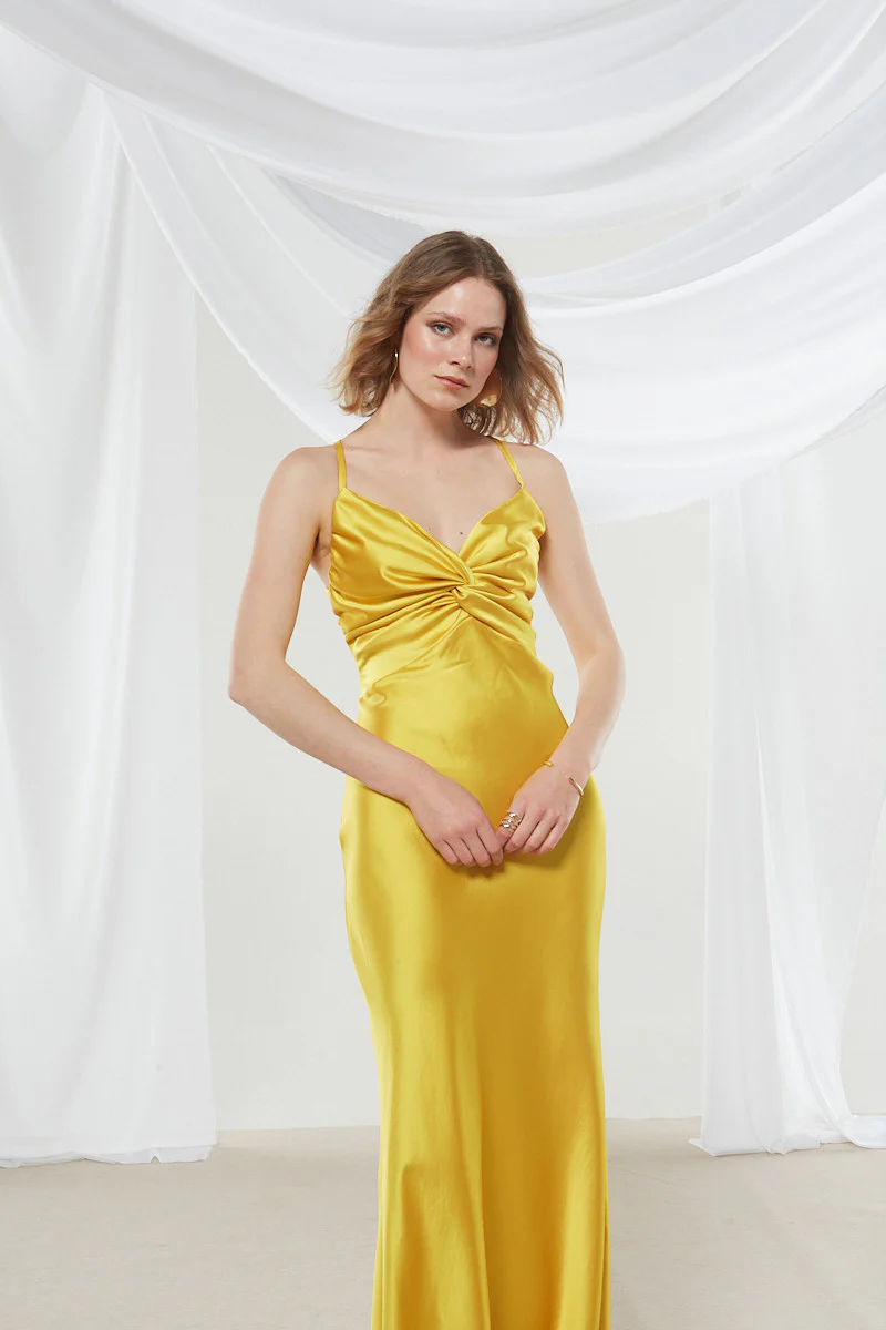 Narcissa satin yellow dress - Image 7