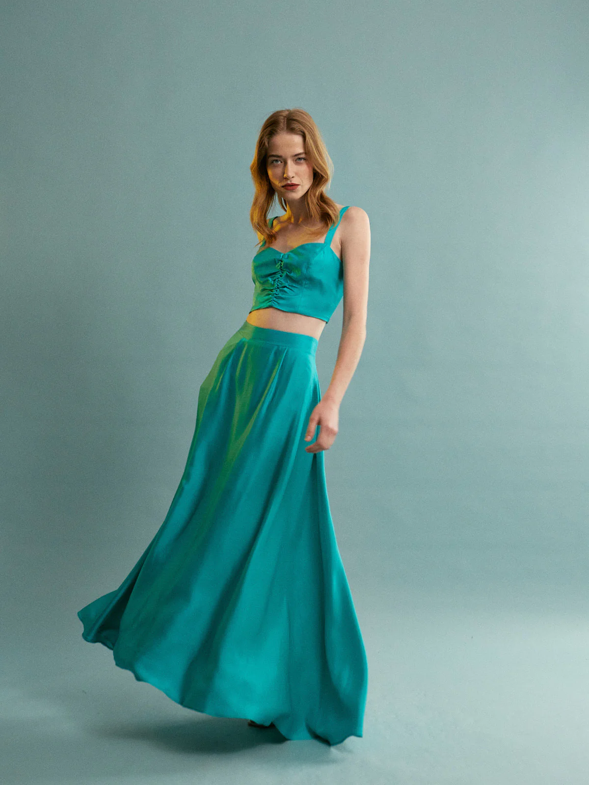 Natalie viscose turquoise skirt - Image 2