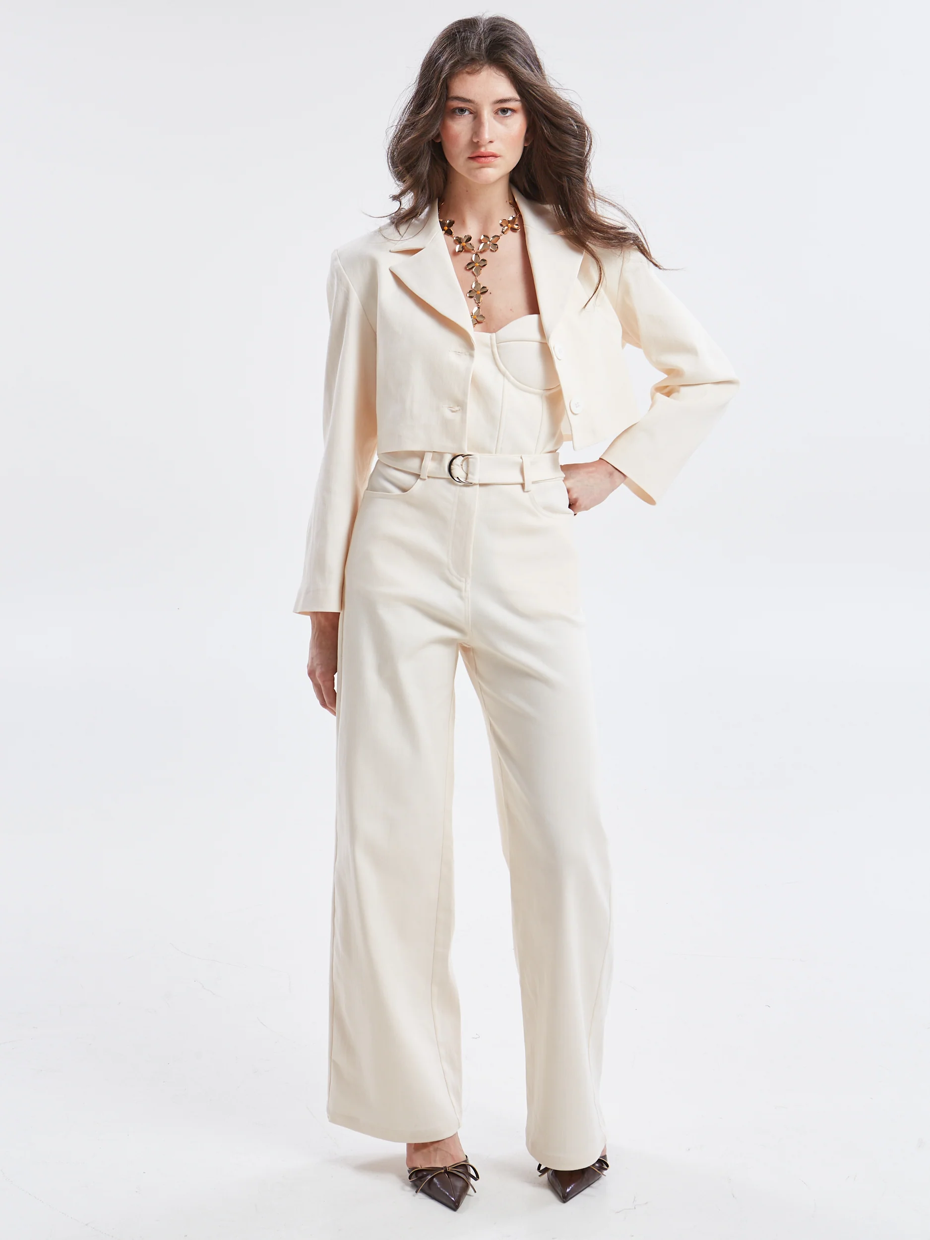 Nayra denim cropped ecru blazer - Image 4