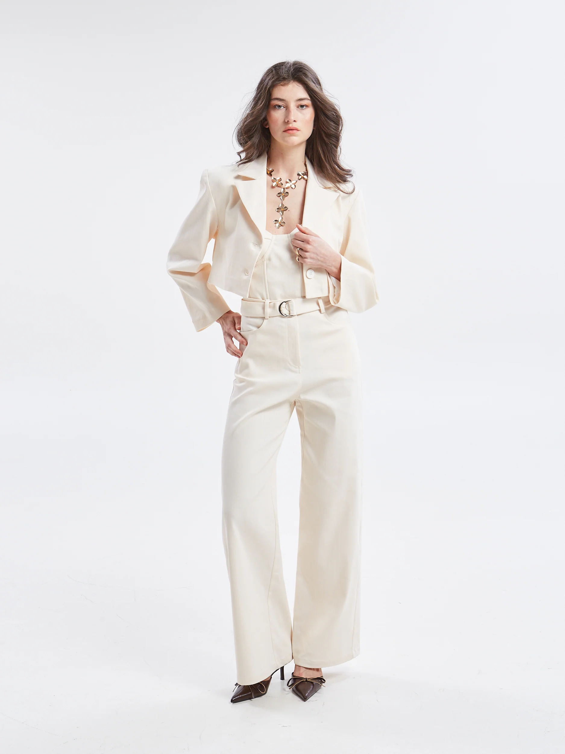 Nayra denim cropped ecru blazer - Image 5