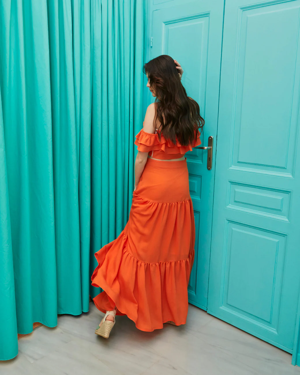 Nicole wide orange skirt - Image 4