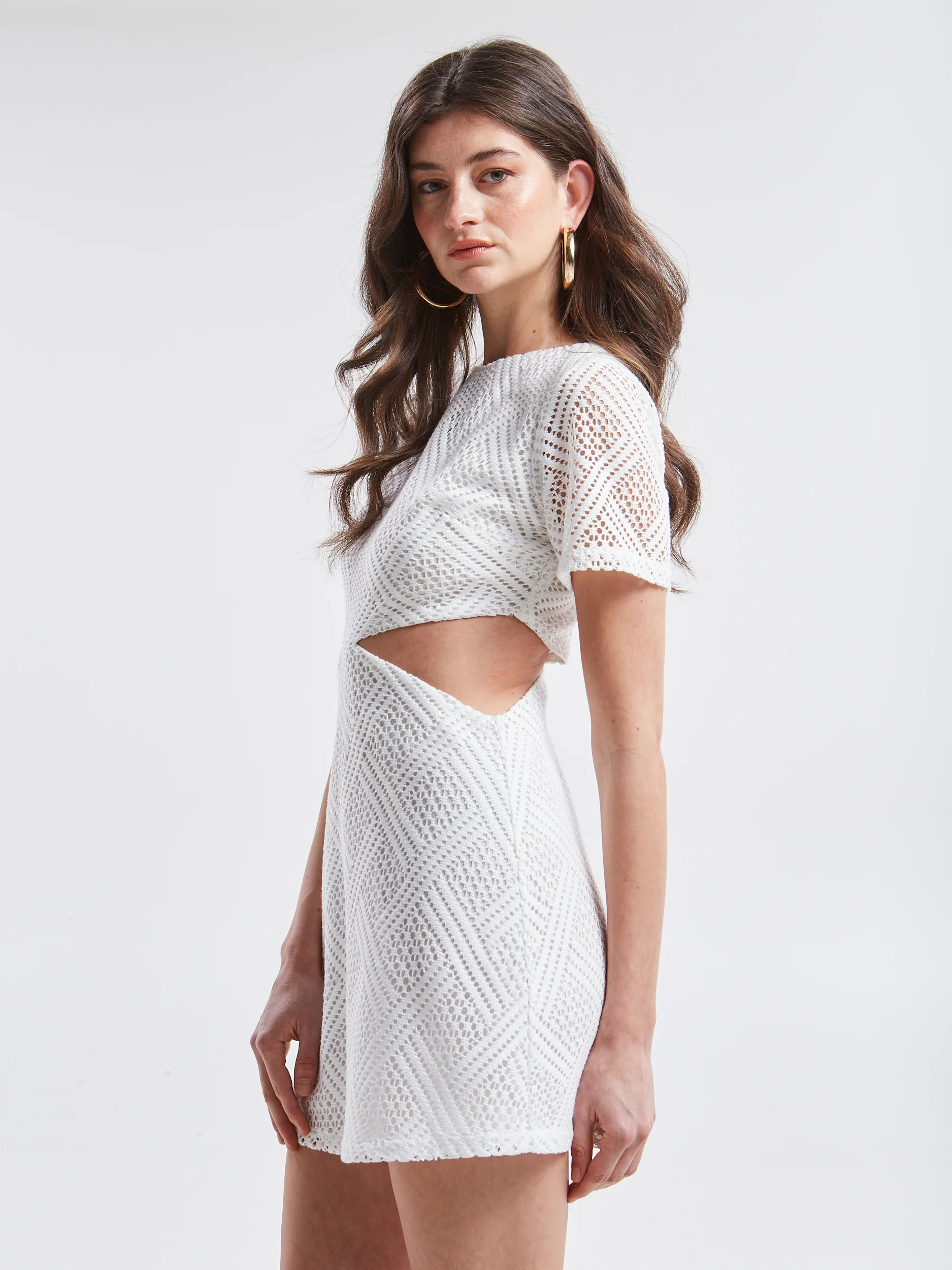 Nora knitted cut out white dress - Image 3