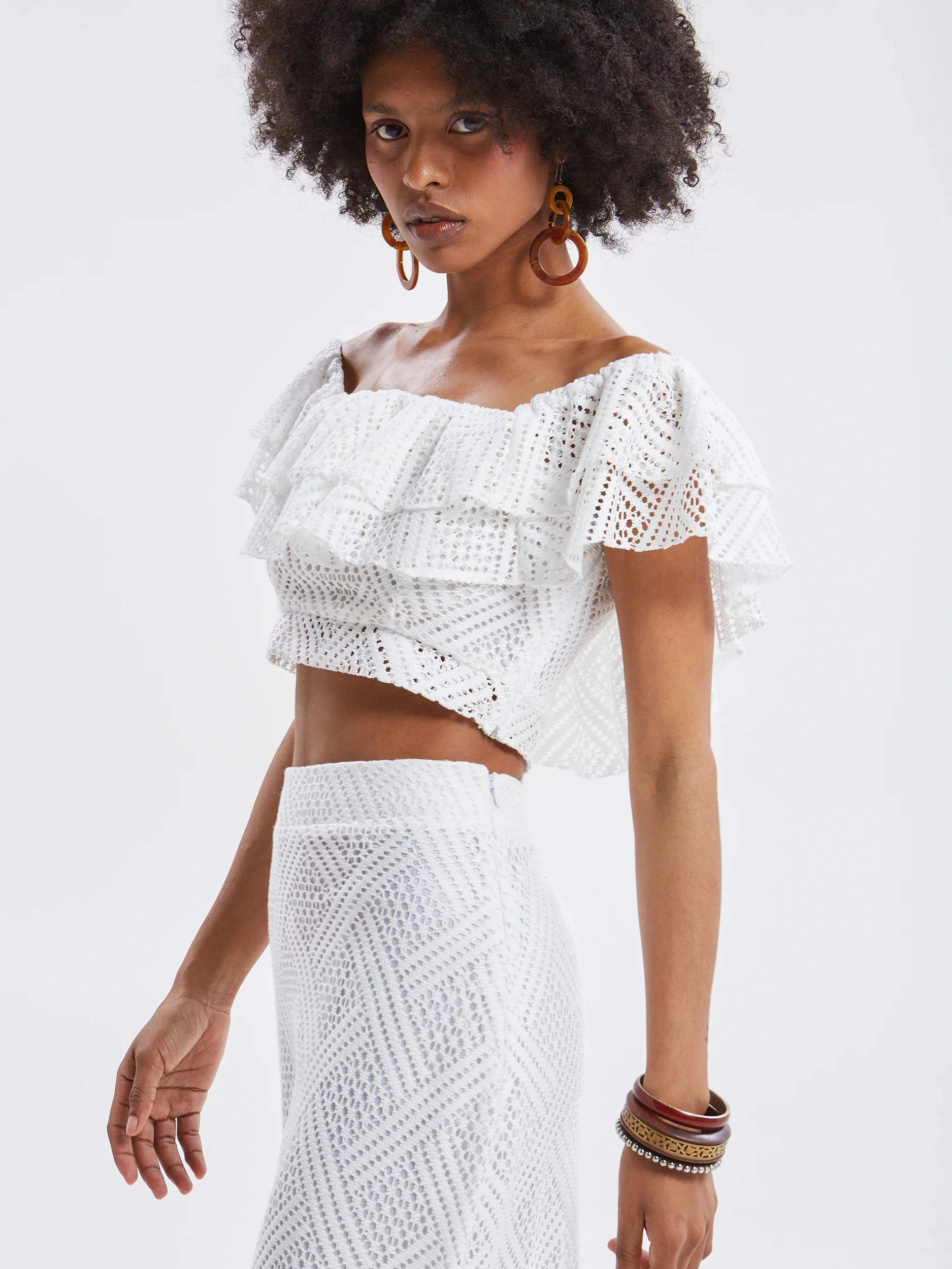 Nora knitted ruffle white top - Image 3