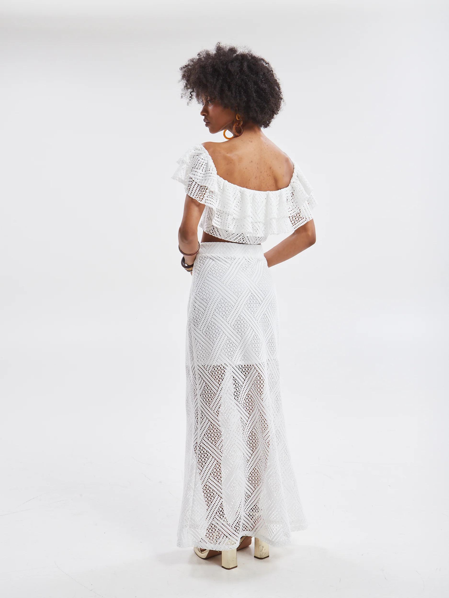 Nora knitted ruffle white top - Image 5