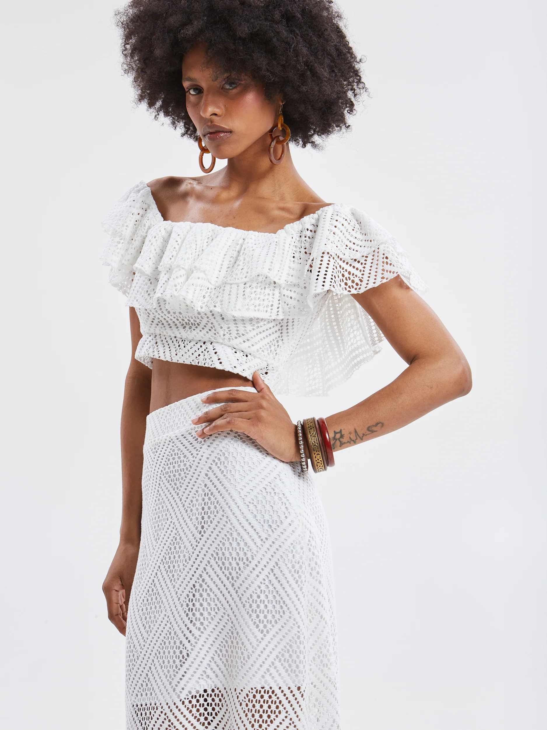 Nora knitted ruffle white top - Image 2