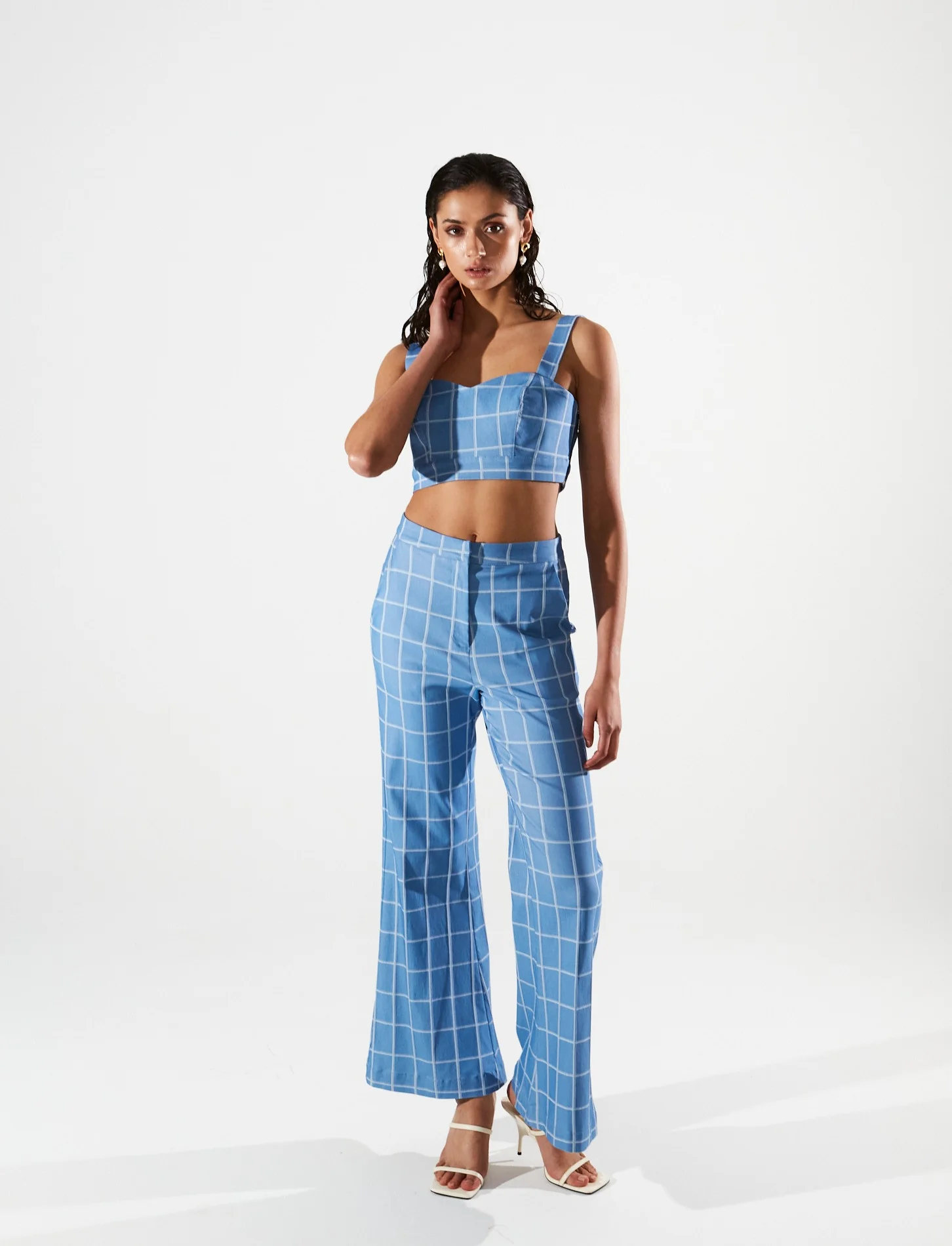 Philippa denim plaid bustier top - Image 3