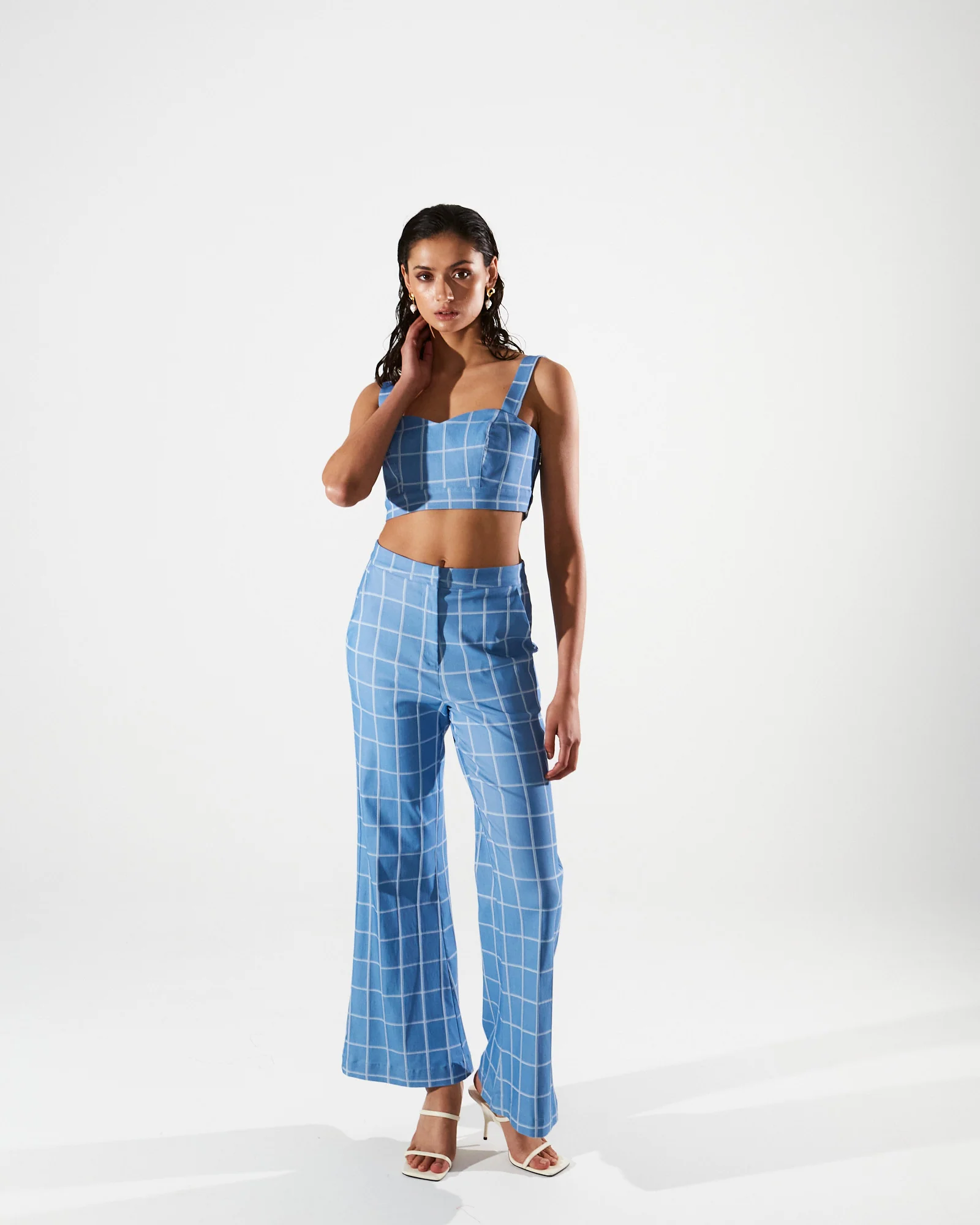 Philippa denim plaid bustier top - Image 4