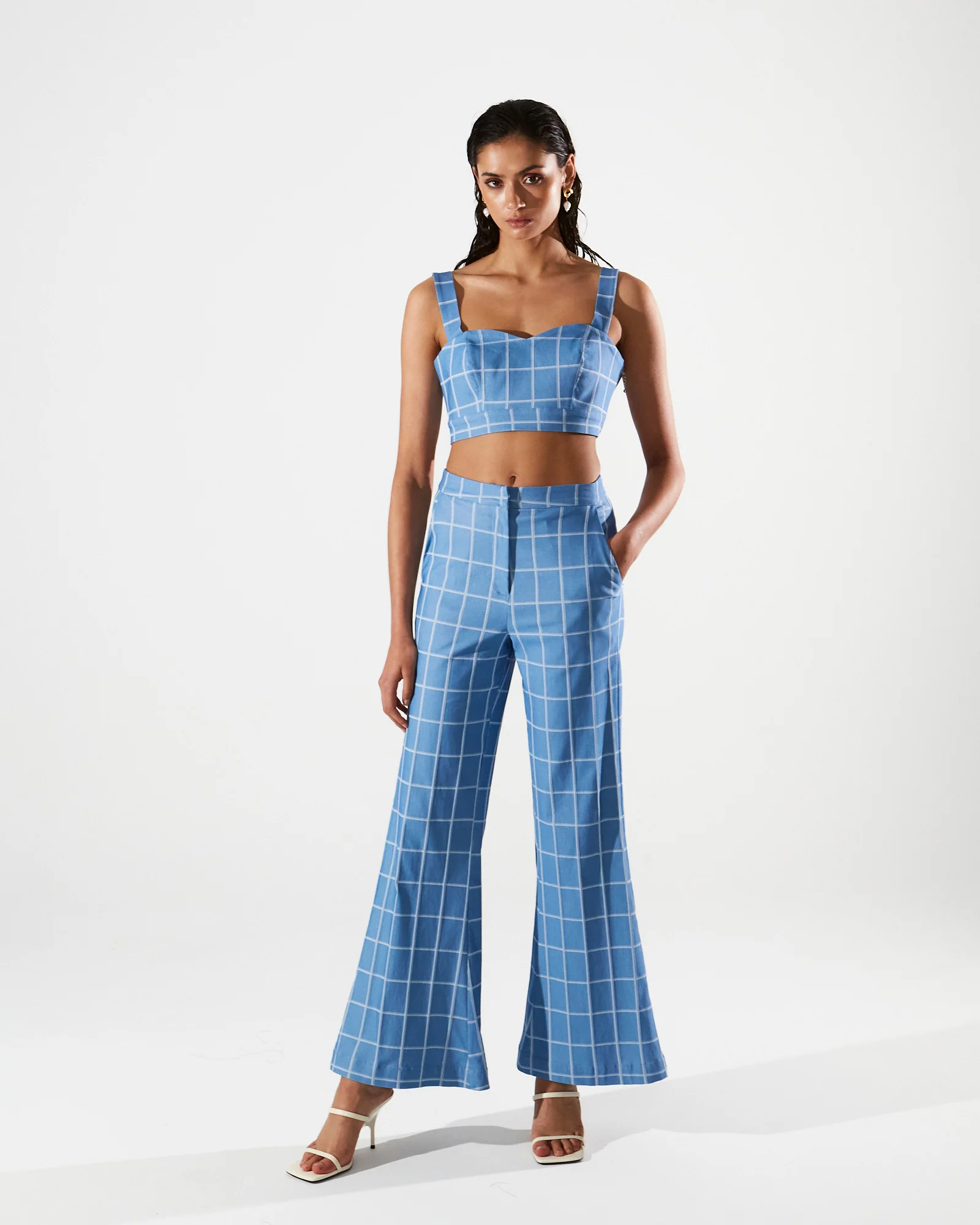 Philippa denim plaid bustier top - Image 5