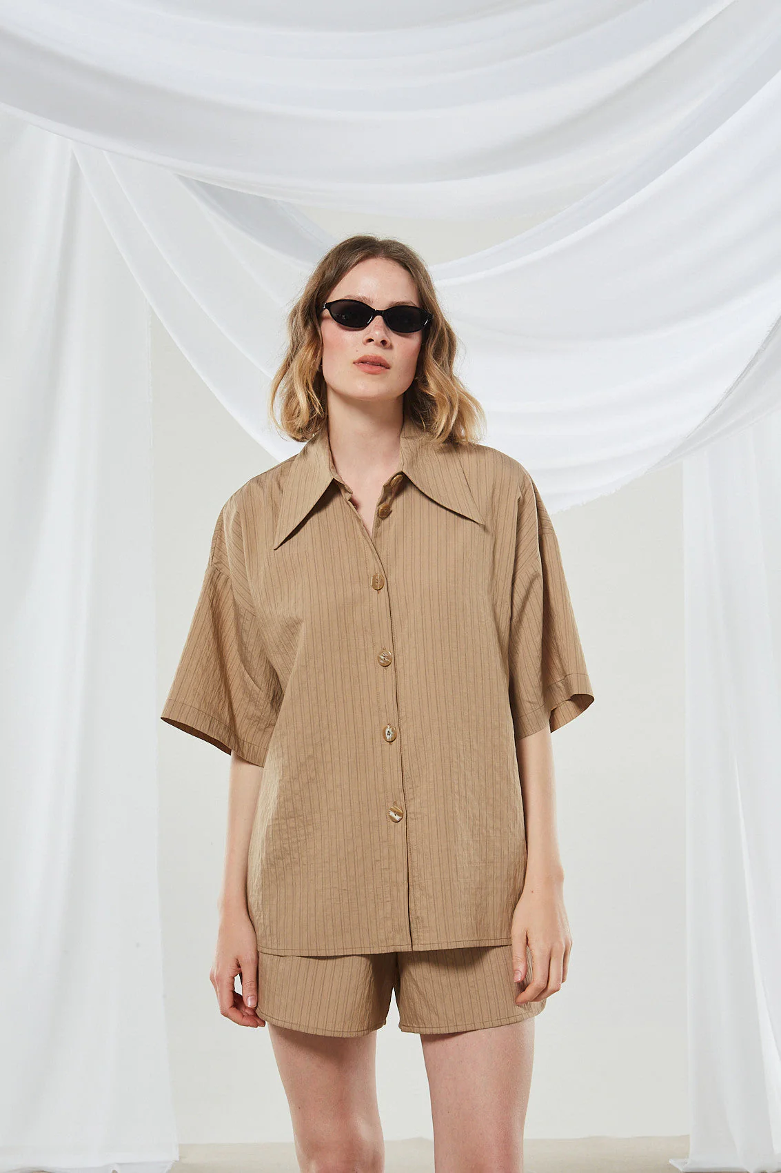 Renata stripe camel shirt - Image 2