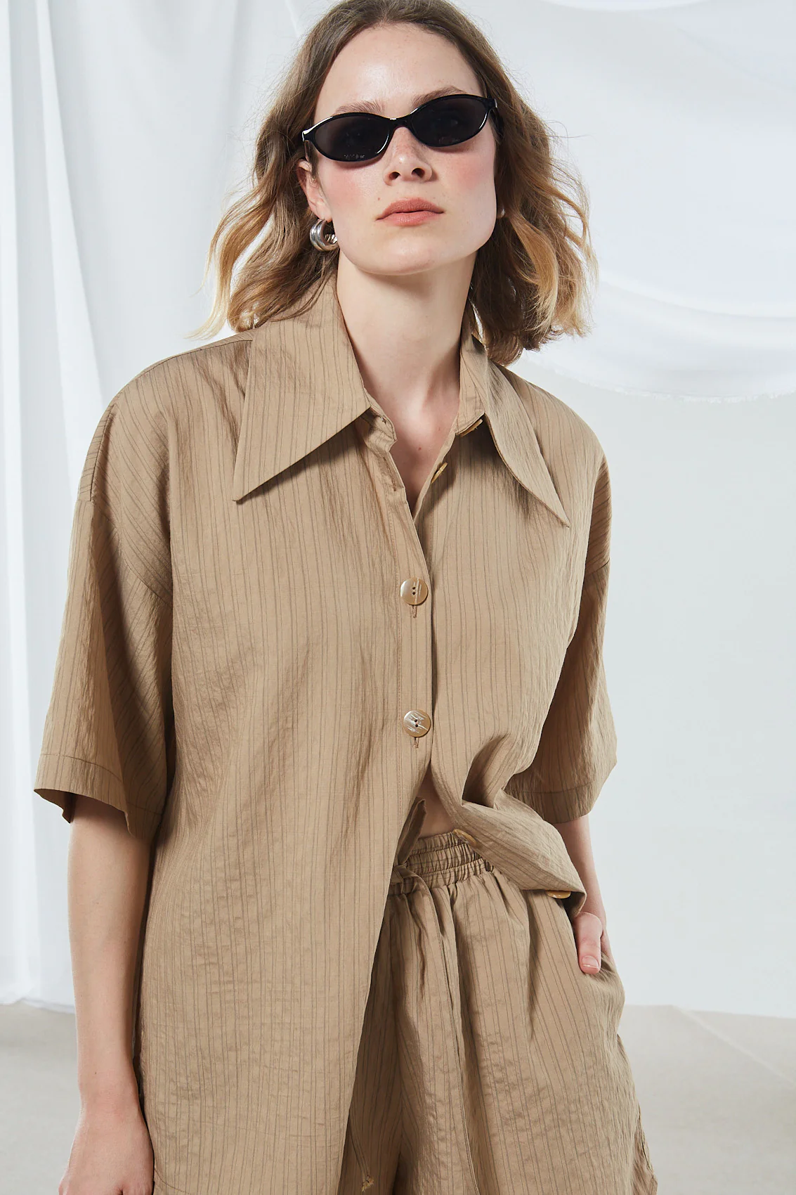 Renata stripe camel shorts - Image 10