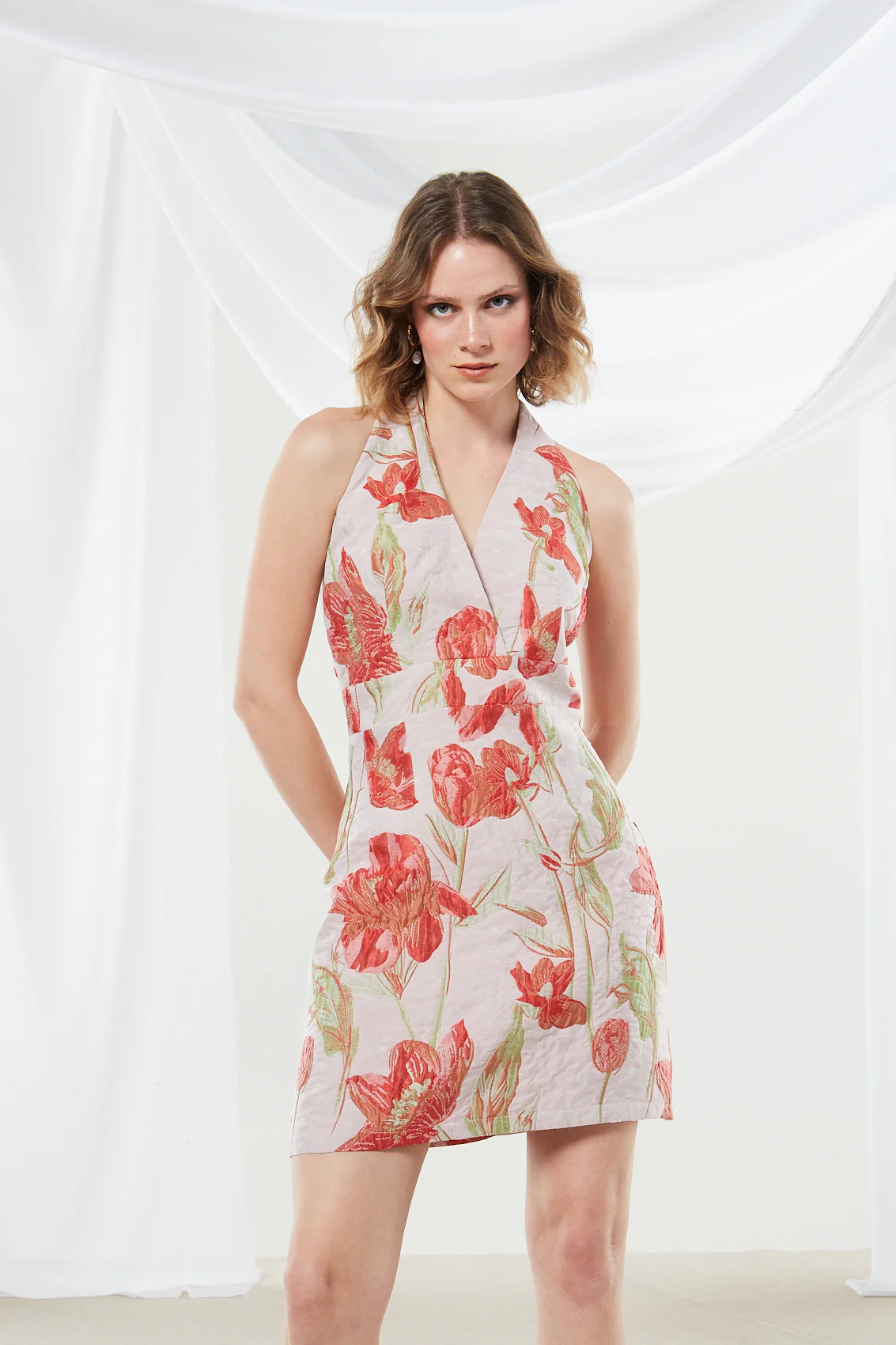 Rose brocade mini dress - Image 2