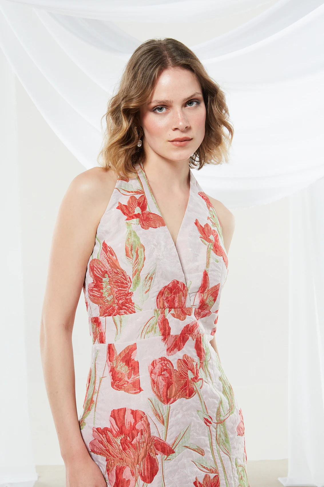 Rose brocade mini dress - Image 4
