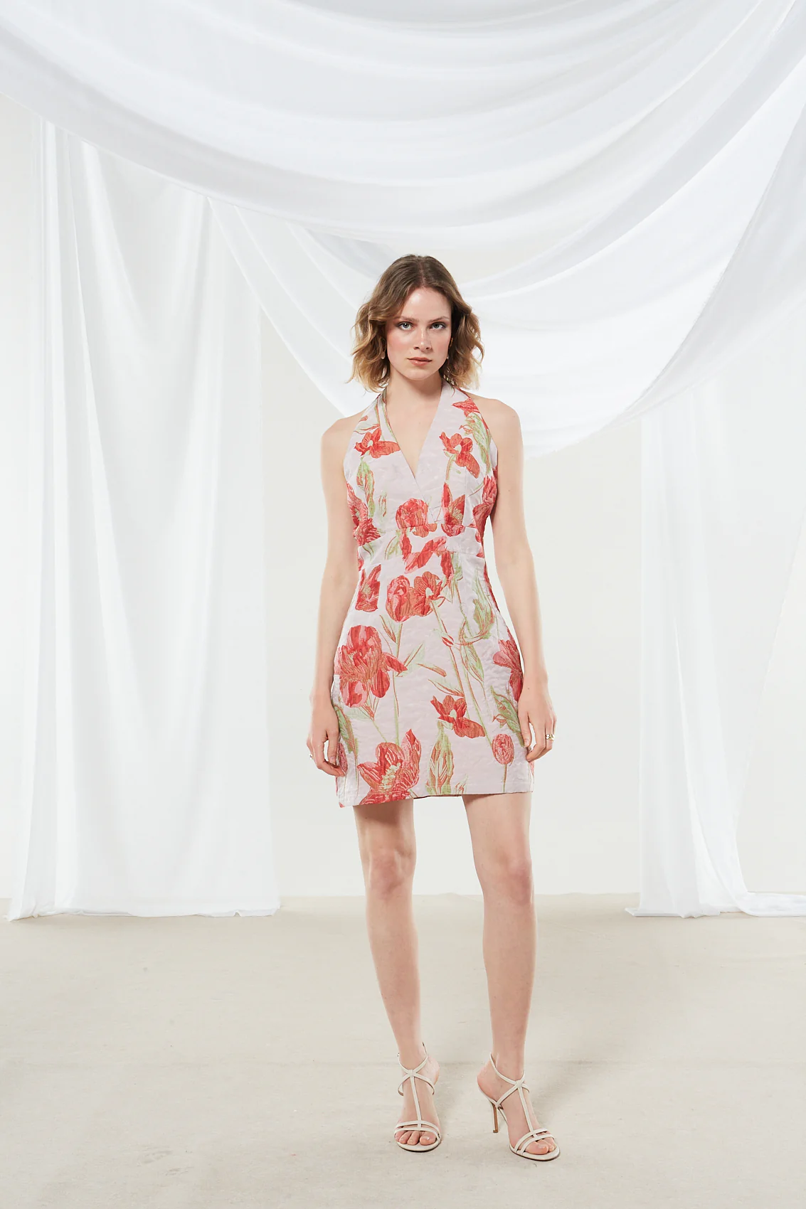 Rose brocade mini dress - Image 5
