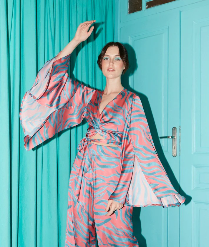 Ruby kimono sleeve satin top