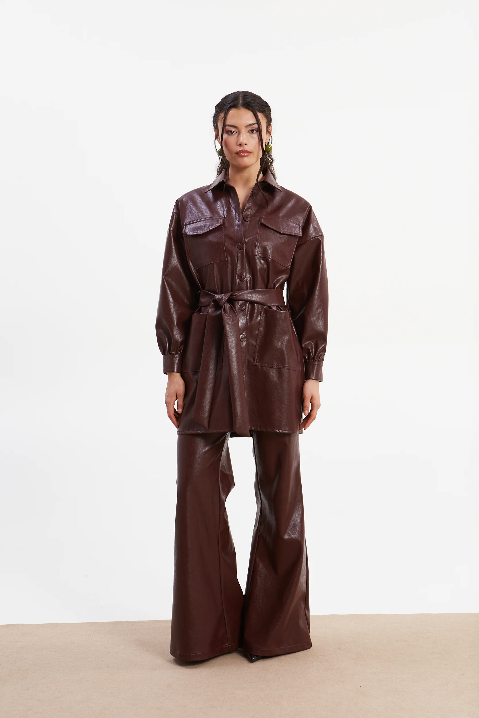 Sarah eco leather flare pants - Image 3