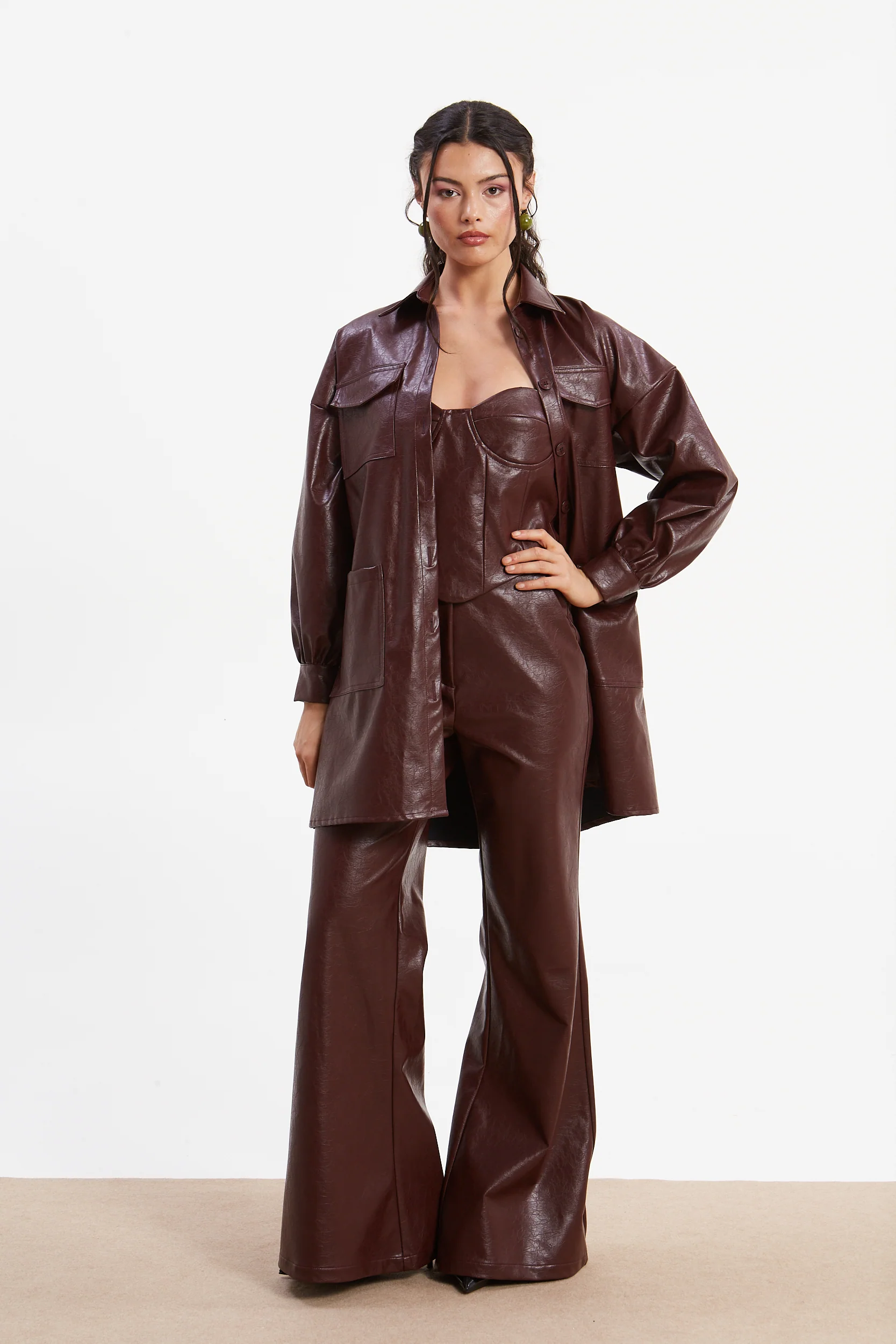 Sarah eco leather flare pants - Image 4