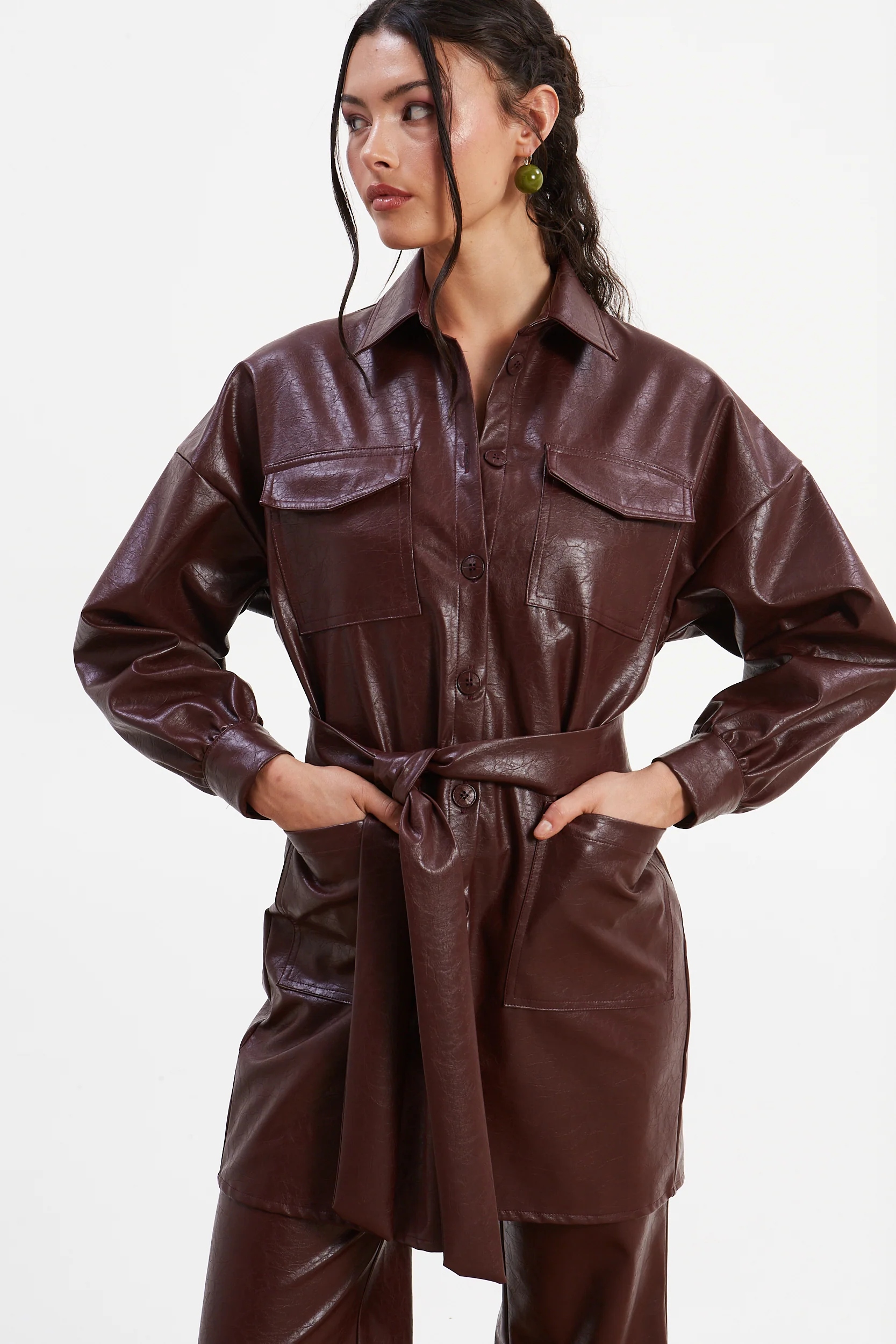 Sarah eco leather overshirt