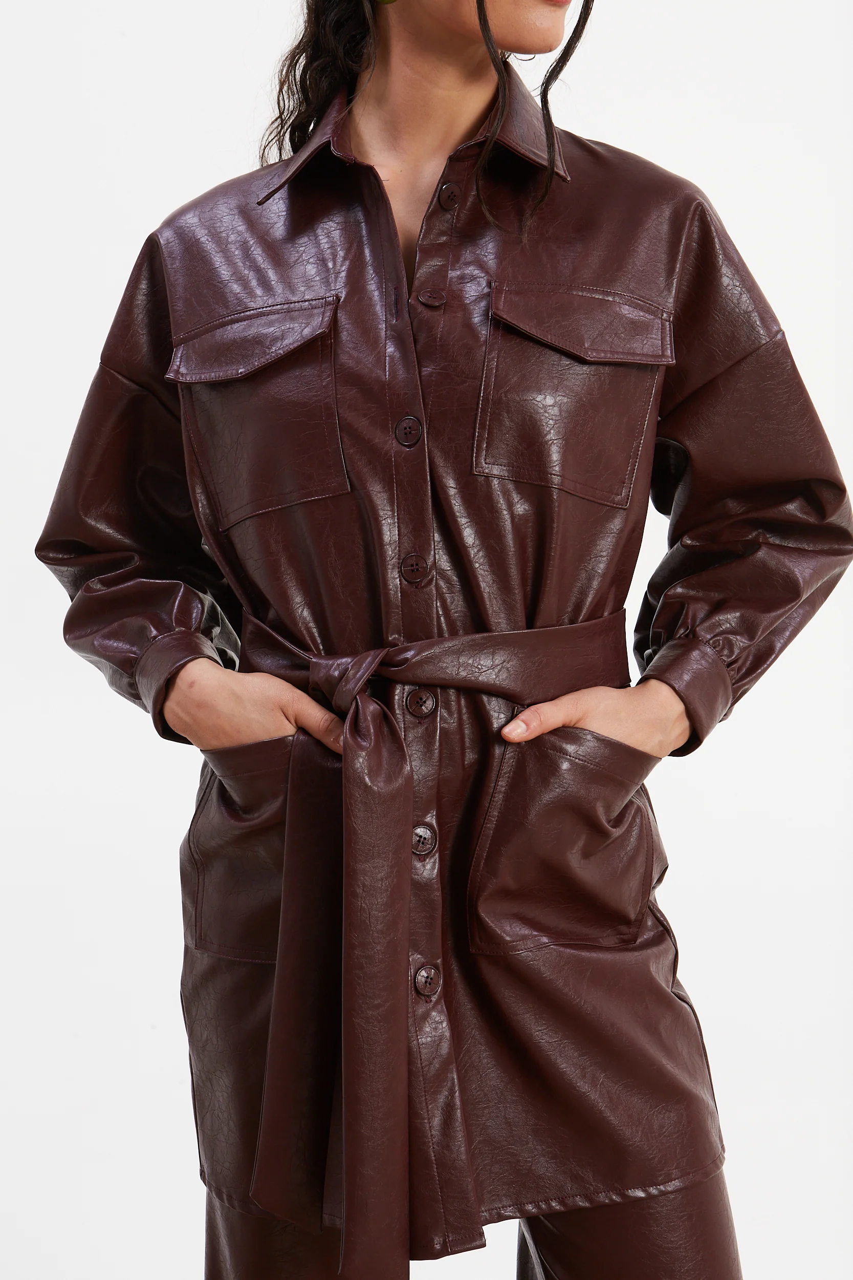 Sarah eco leather overshirt - Image 2