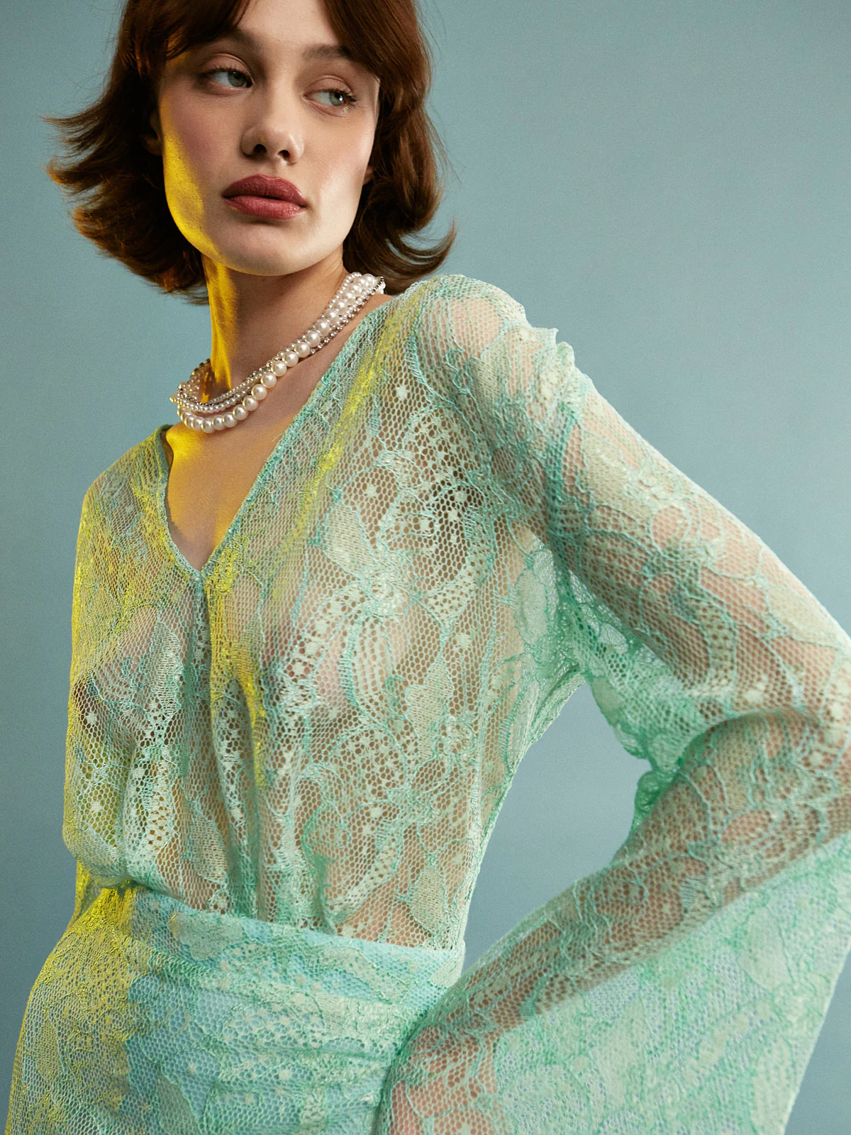 Sebille lace mini mint dress